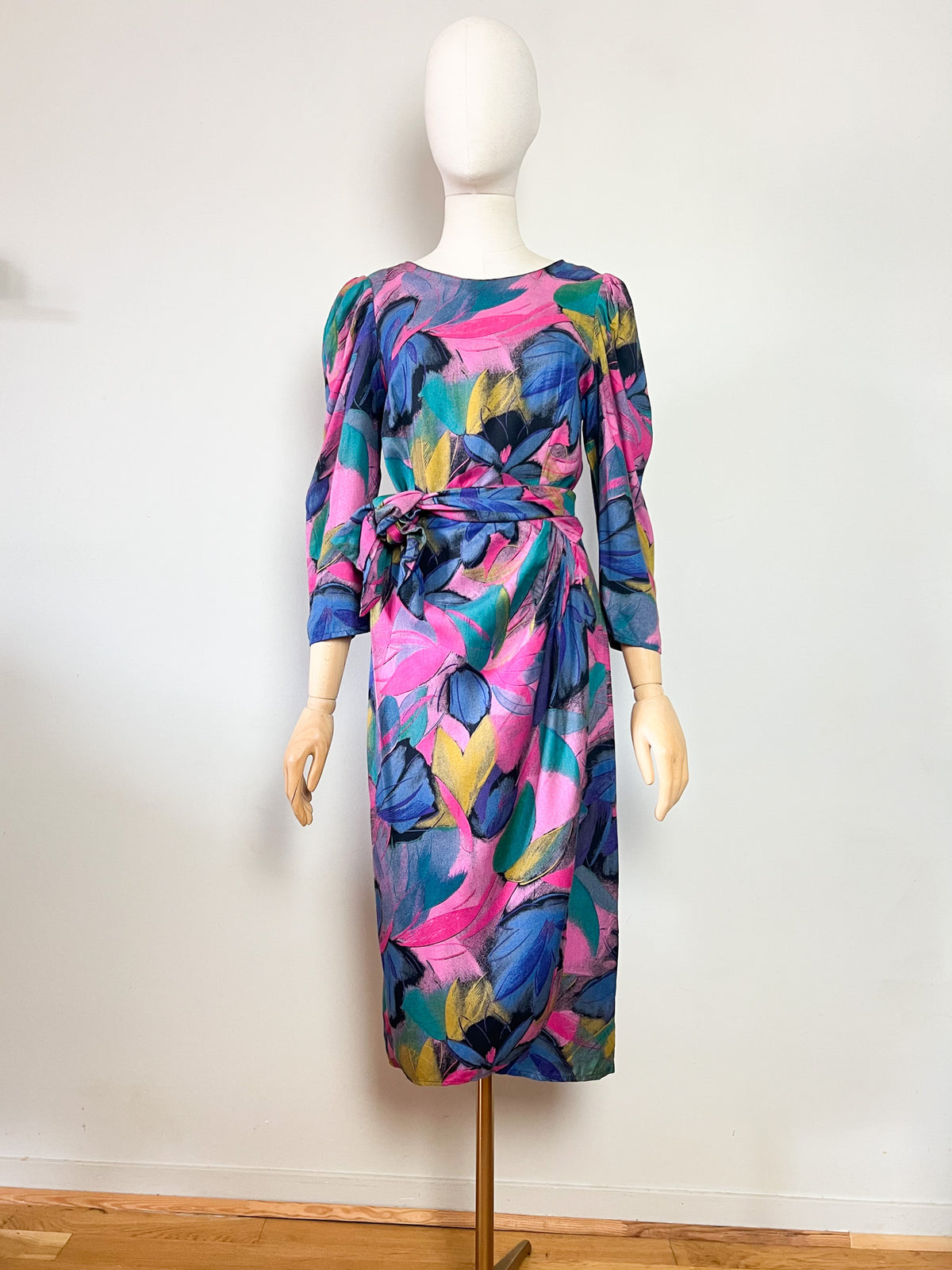 Robe midi portefeuille vintage 80s Alouette Paris Made in France 100% viscose (T36)