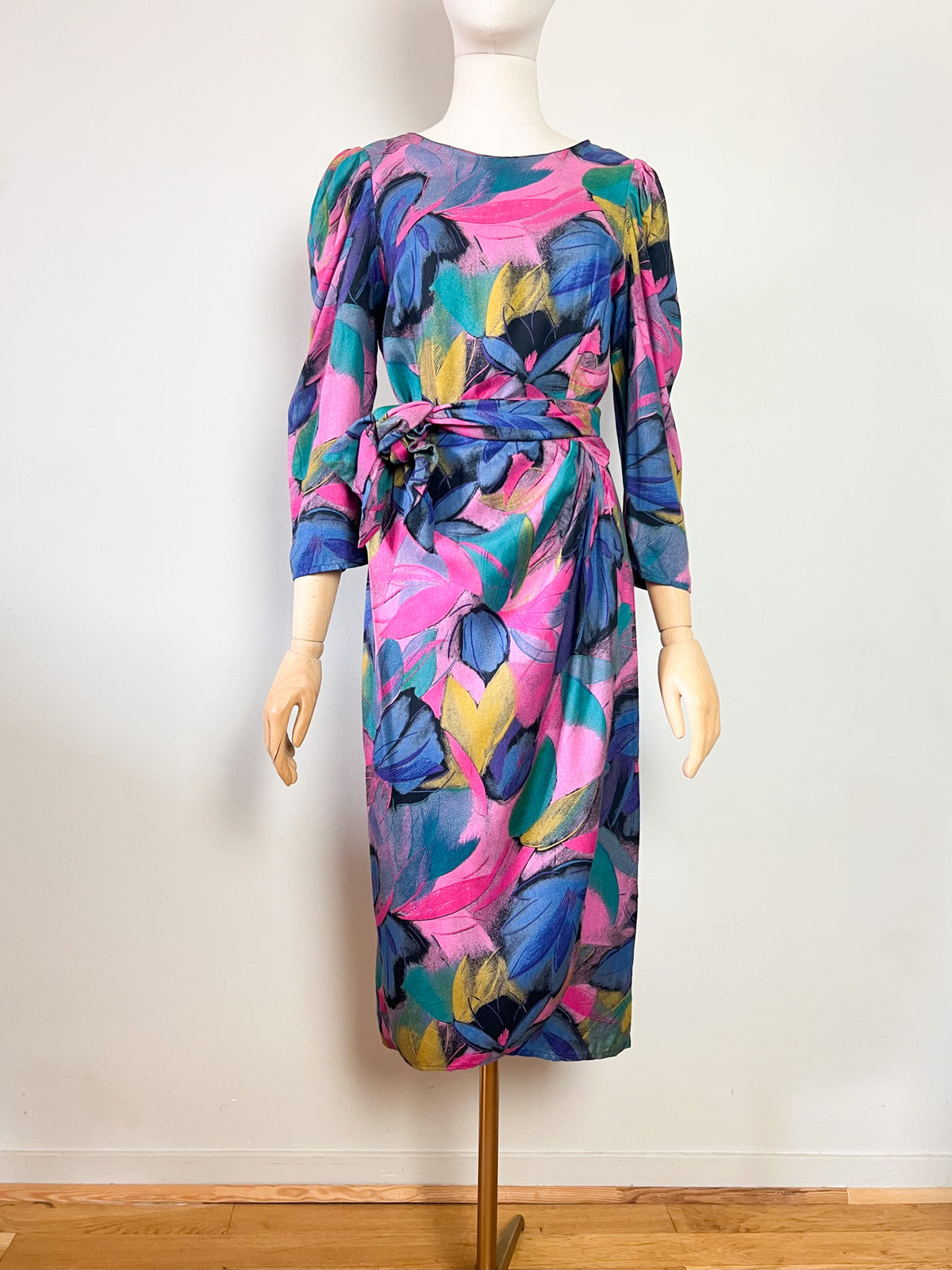 Robe midi portefeuille vintage 80s Alouette Paris Made in France 100% viscose (T36)