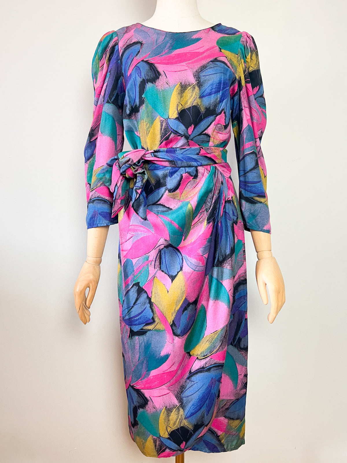 Robe midi portefeuille vintage 80s Alouette Paris Made in France 100% viscose (T36)