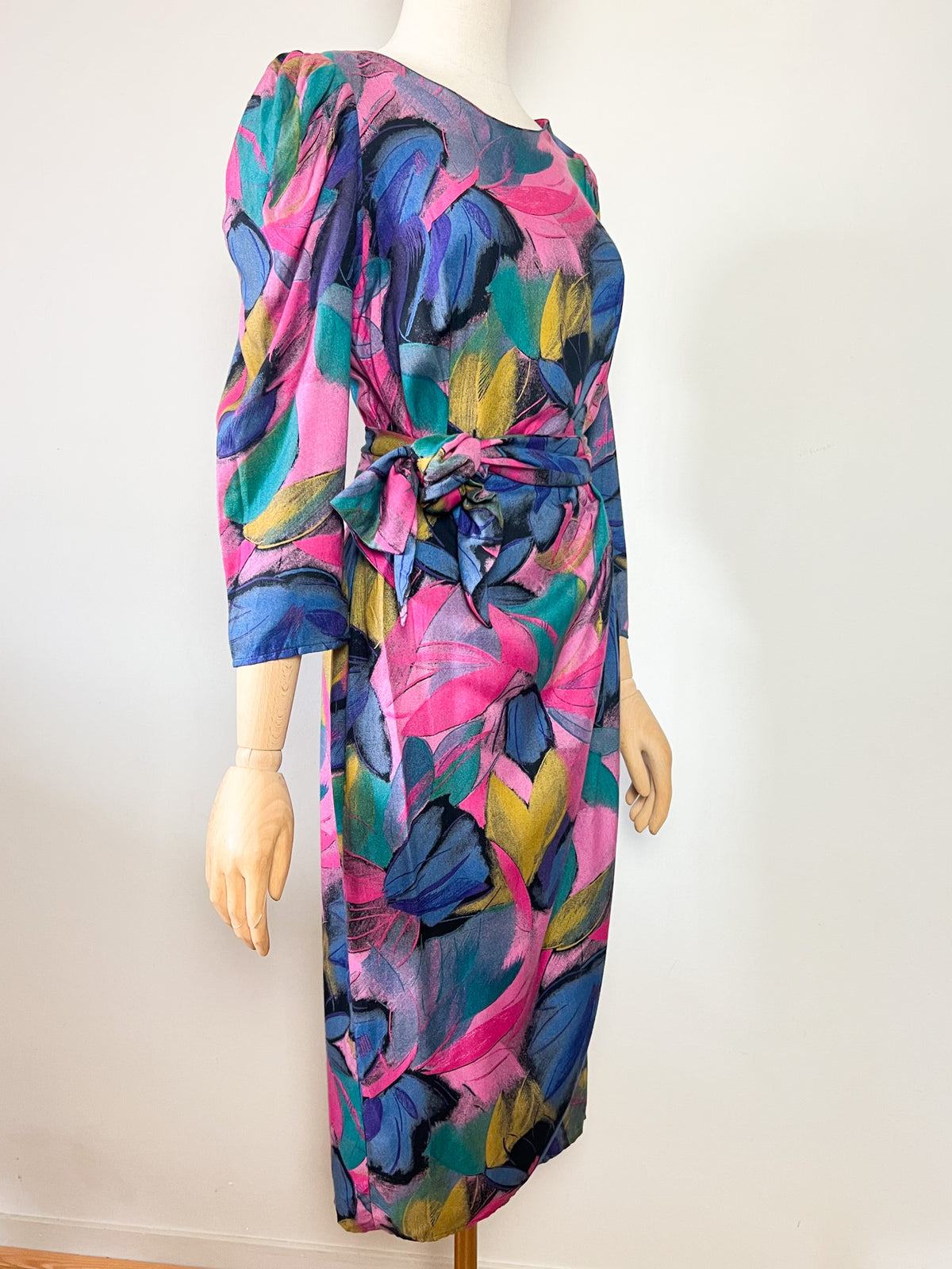 Robe midi portefeuille vintage 80s Alouette Paris Made in France 100% viscose (T36)