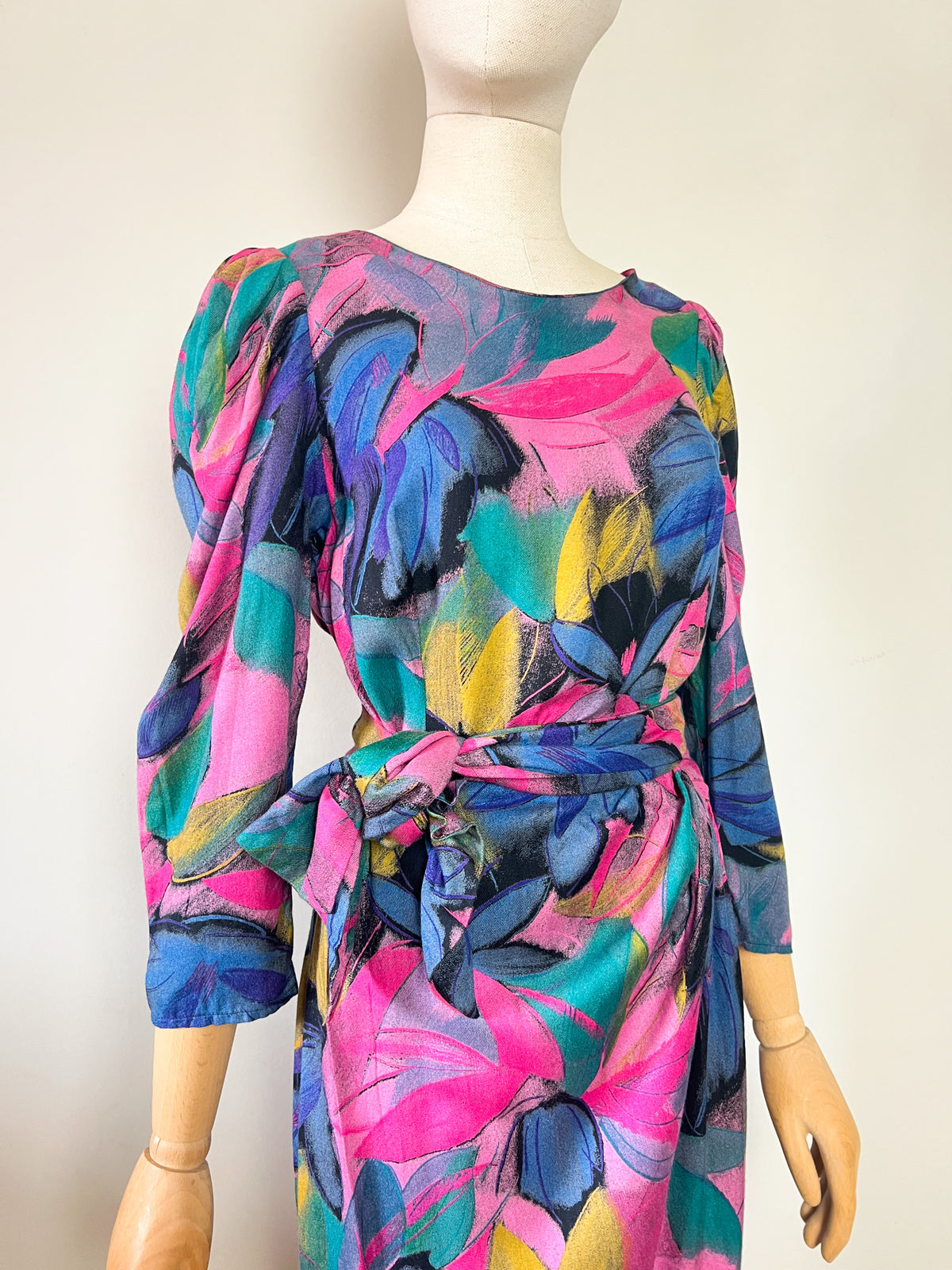Robe midi portefeuille vintage 80s Alouette Paris Made in France 100% viscose (T36)