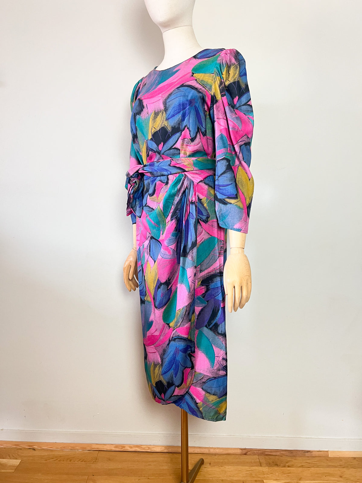 Robe midi portefeuille vintage 80s Alouette Paris Made in France 100% viscose (T36)