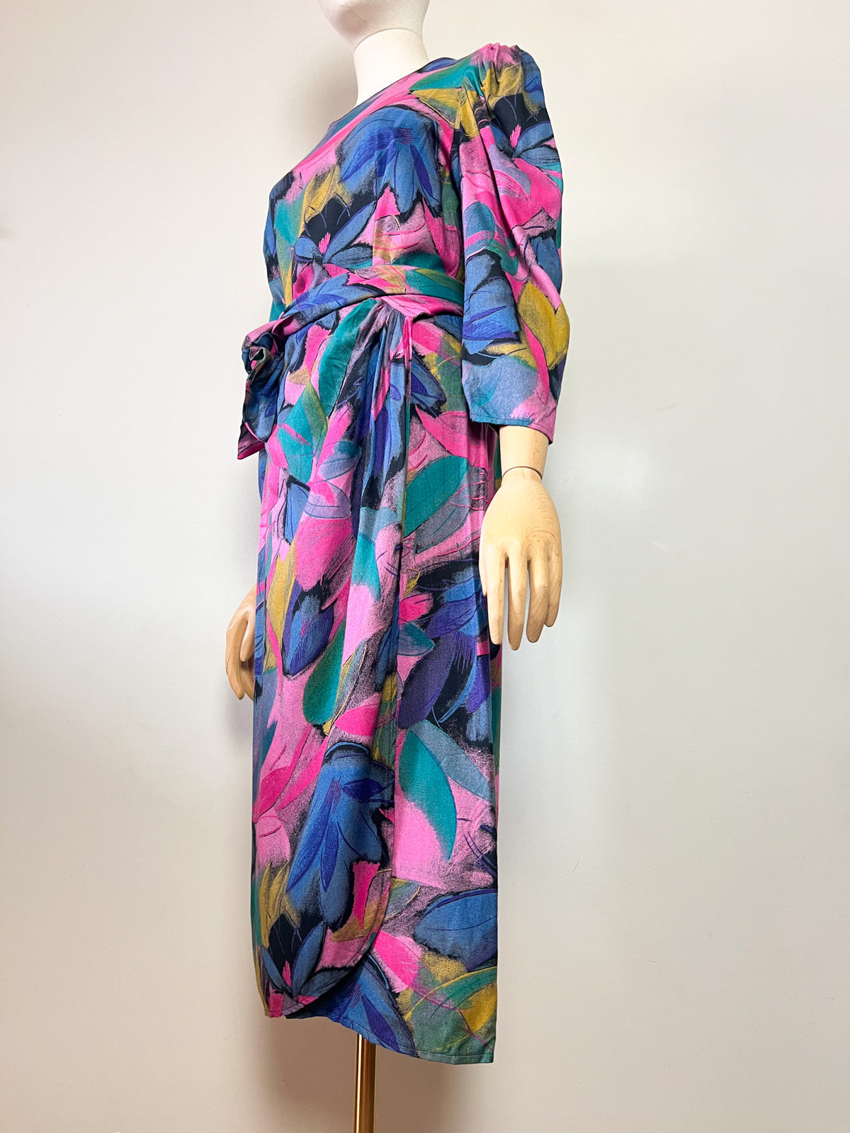 Robe midi portefeuille vintage 80s Alouette Paris Made in France 100% viscose (T36)