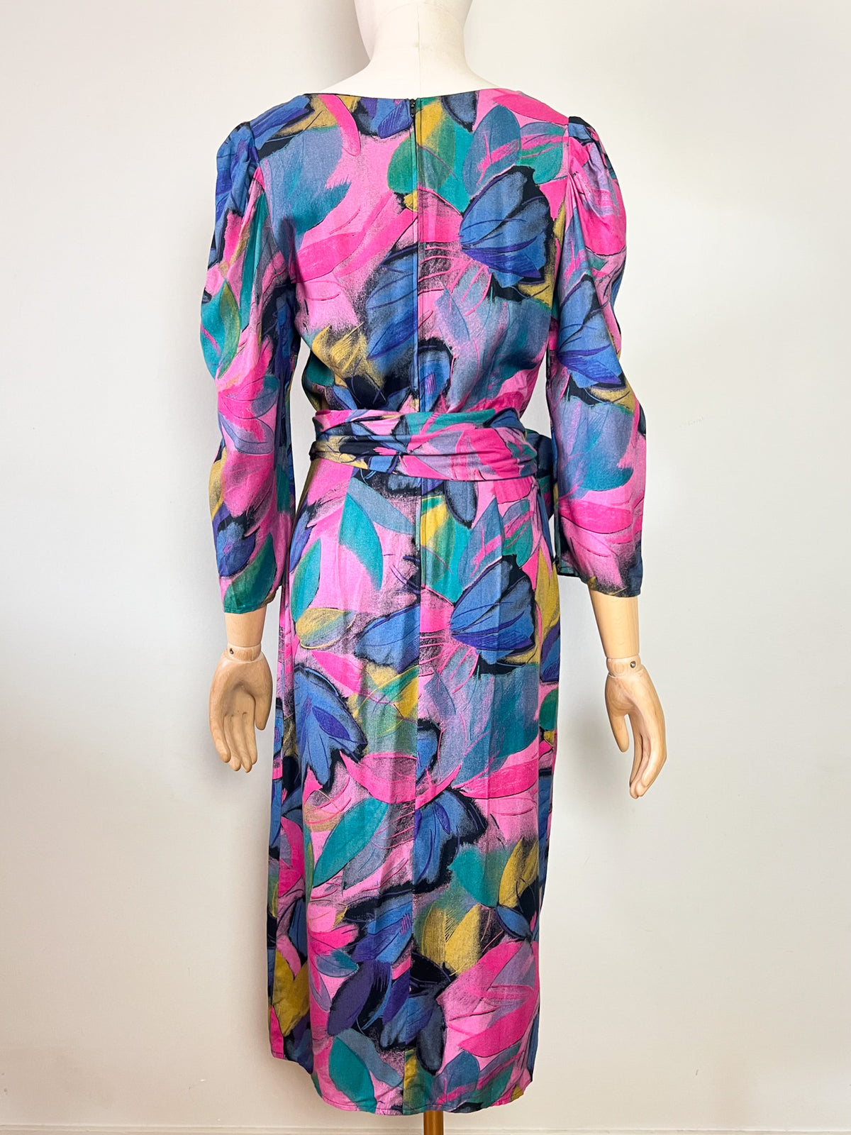 Robe midi portefeuille vintage 80s Alouette Paris Made in France 100% viscose (T36)