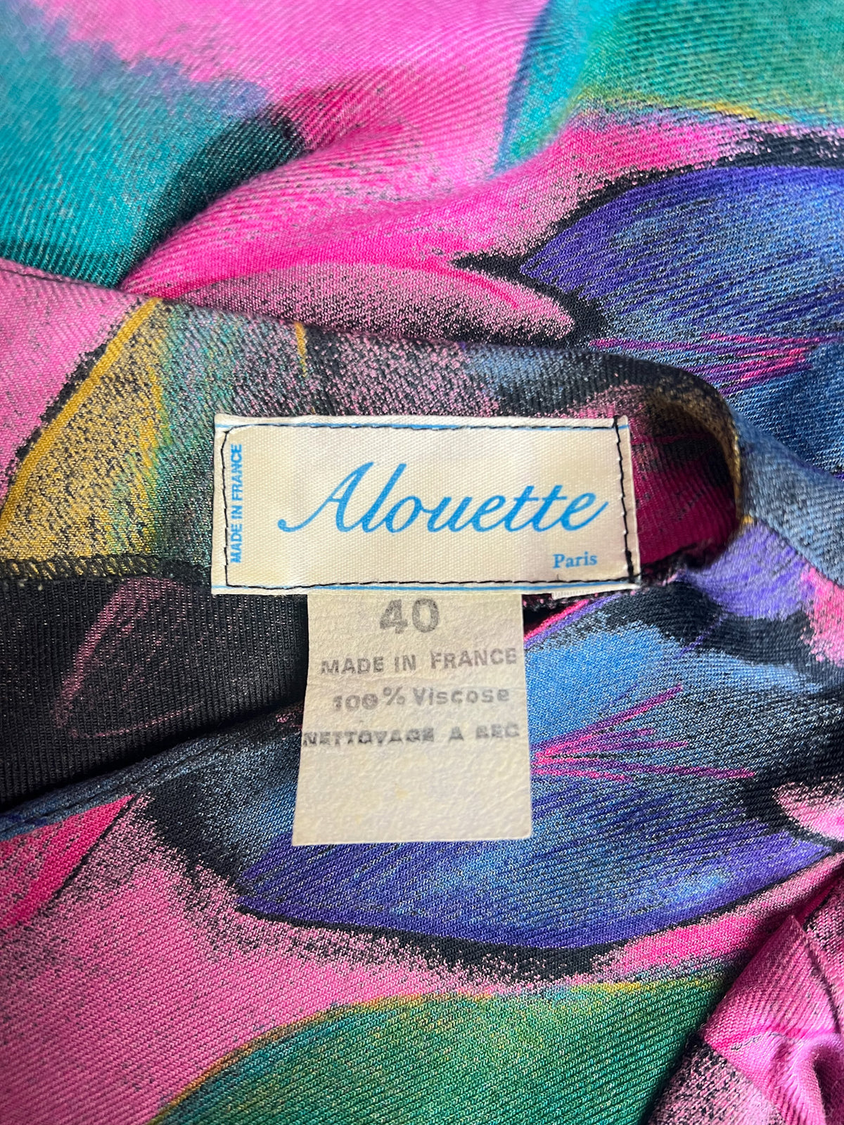 Robe midi portefeuille vintage 80s Alouette Paris Made in France 100% viscose (T36)