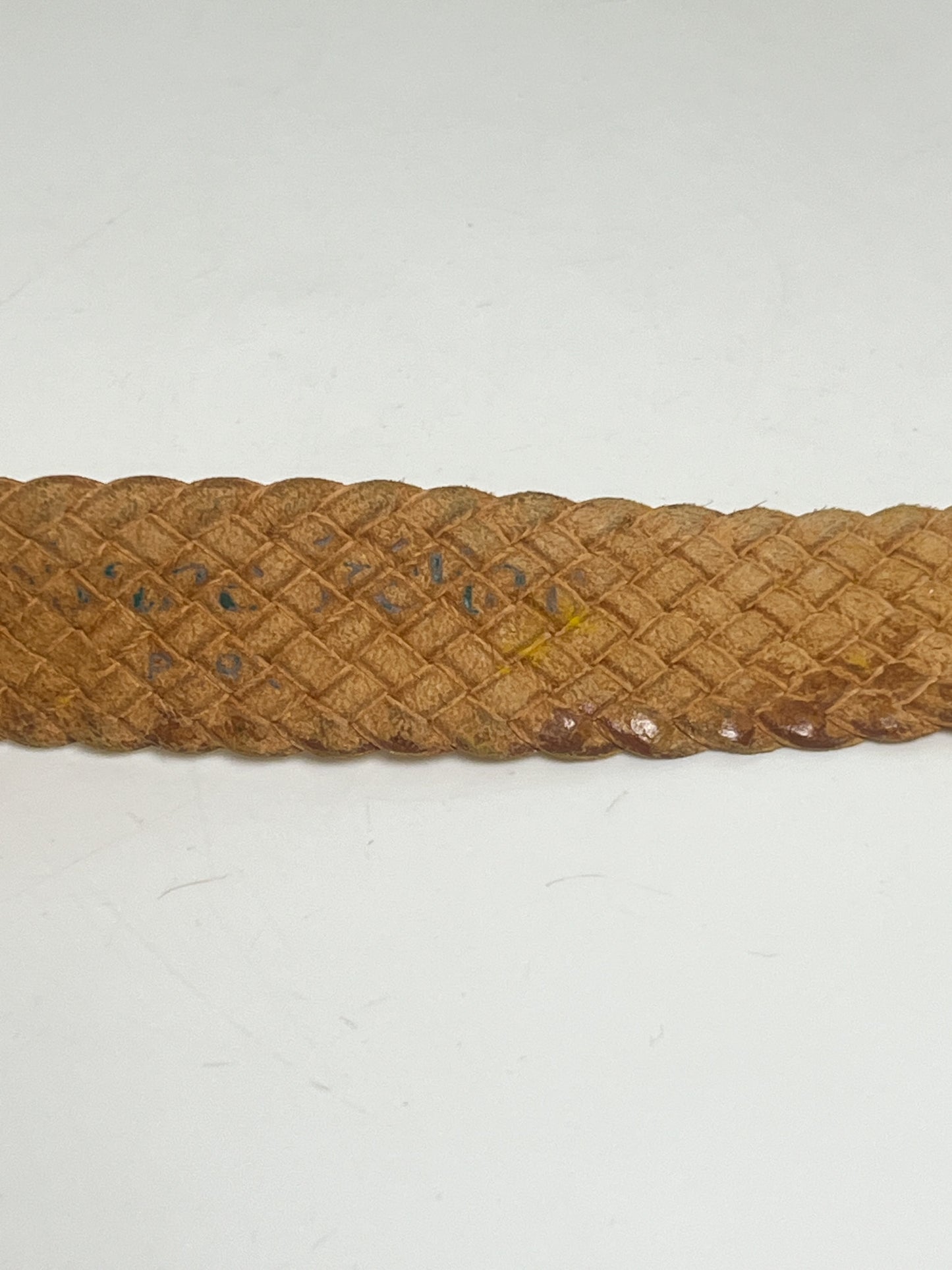 Ceinture Vintage Jaune en Cuir de Chèvre Tressé - Taille 75 - Made in France