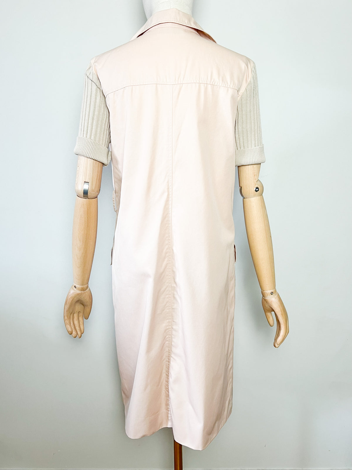 Robe-manteau zippée vintage années 70 bimatière beige Miss Torrente Paris T42