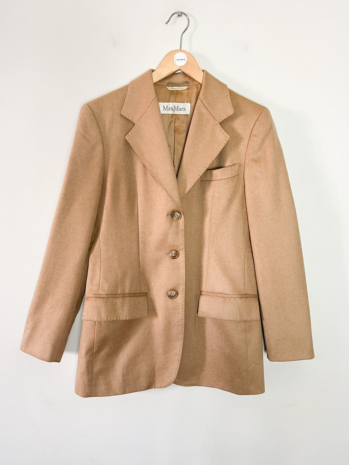 Veste blazer Max Mara en drap de chameau vintage — Beige chamois (T. 38)