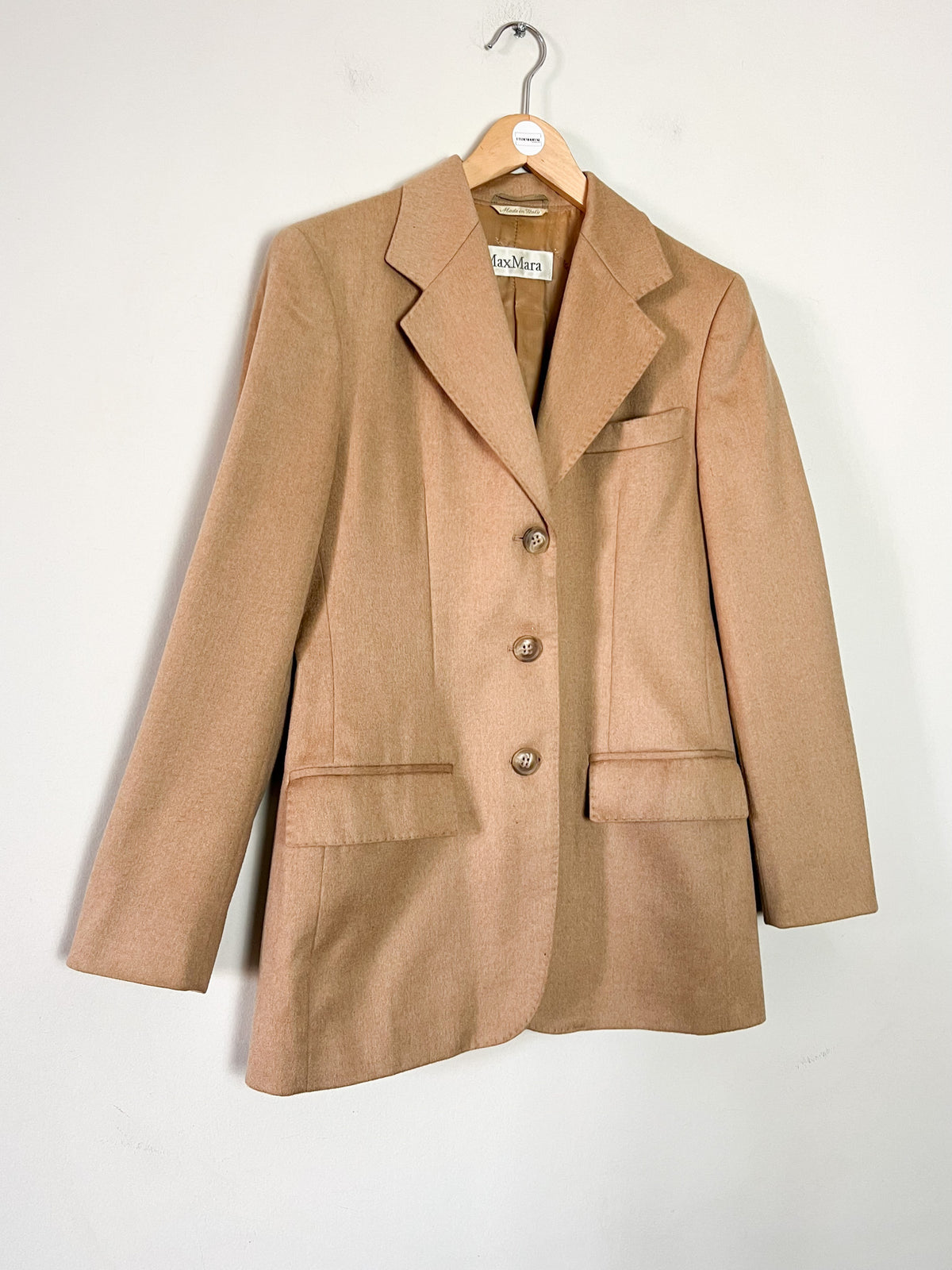 Veste blazer Max Mara en drap de chameau vintage — Beige chamois (T. 38)