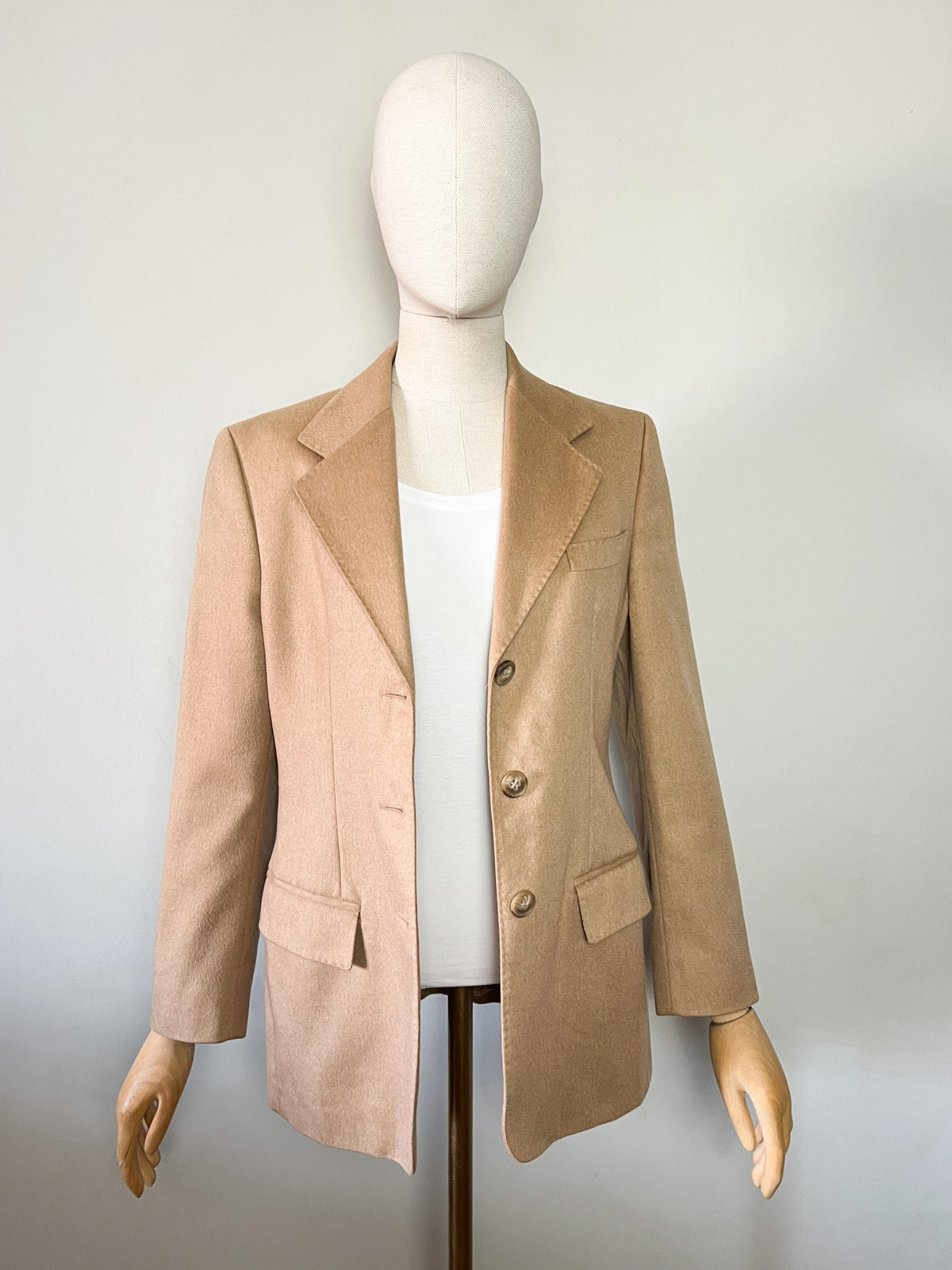Veste blazer Max Mara en drap de chameau vintage — Beige chamois (T. 38)
