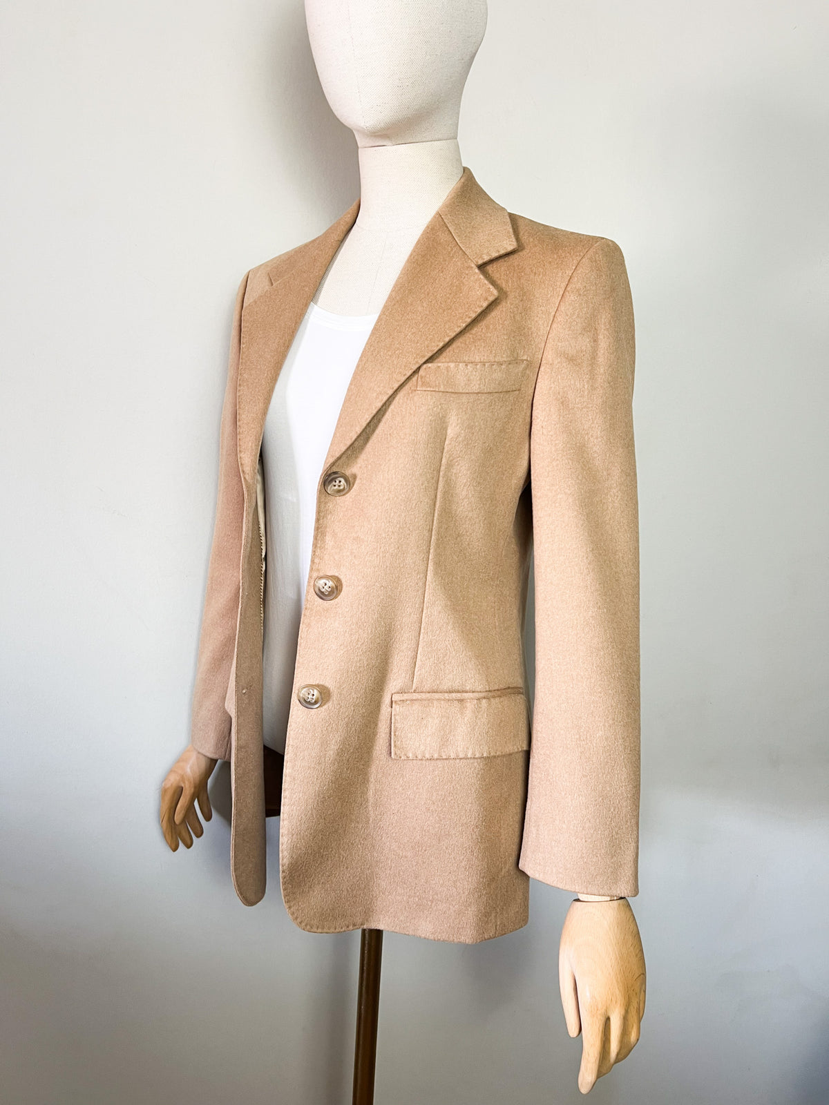 Veste blazer Max Mara en drap de chameau vintage — Beige chamois (T. 38)
