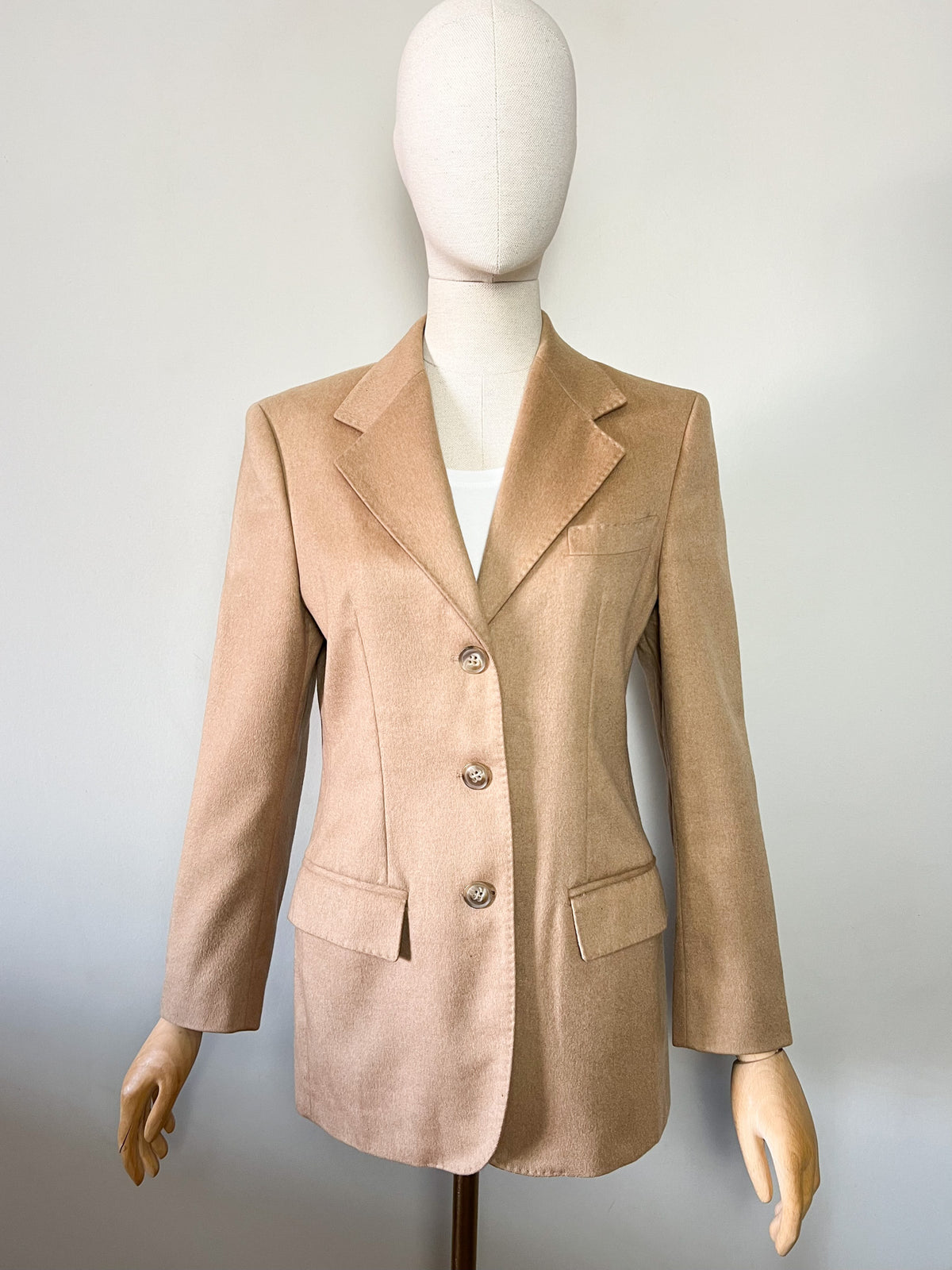 Veste blazer Max Mara en drap de chameau vintage — Beige chamois (T. 38)