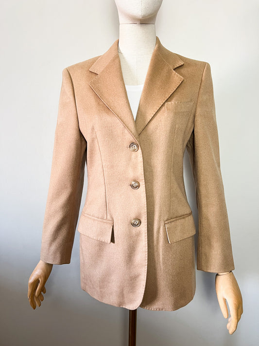 Veste blazer Max Mara en drap de chameau vintage — Beige chamois (T. 38)