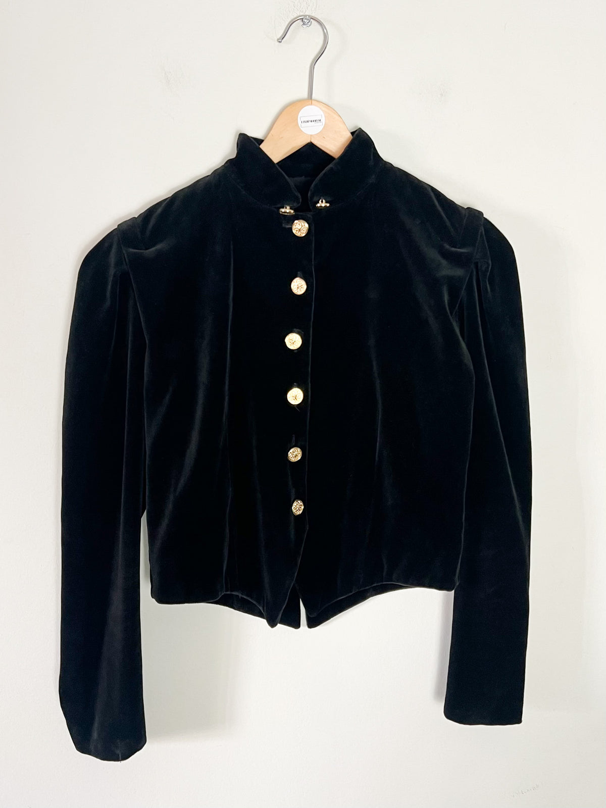 Veste courte officier vintage 80s en velours noir Made in France (T38)
