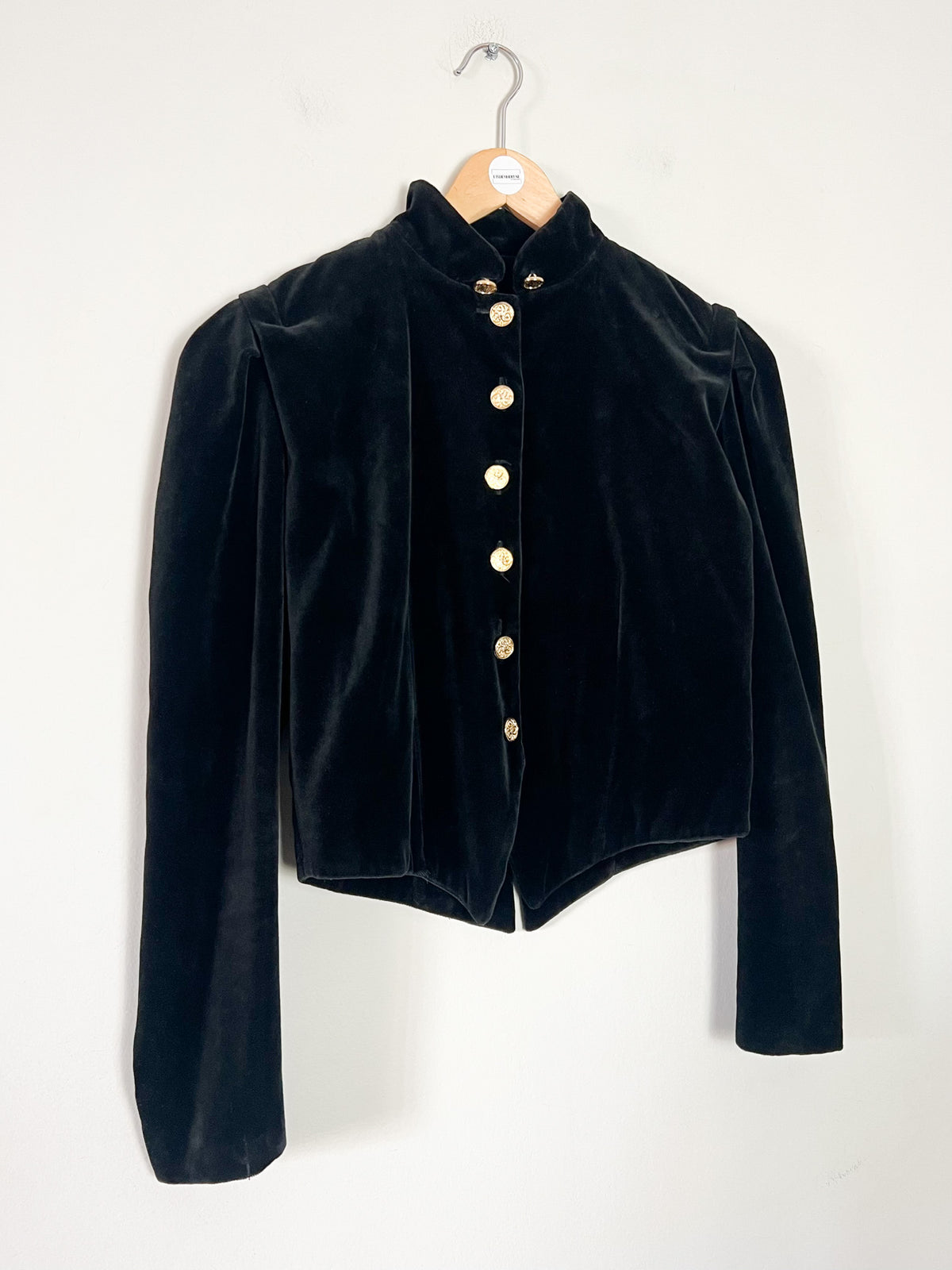Veste courte officier vintage 80s en velours noir Made in France (T38)