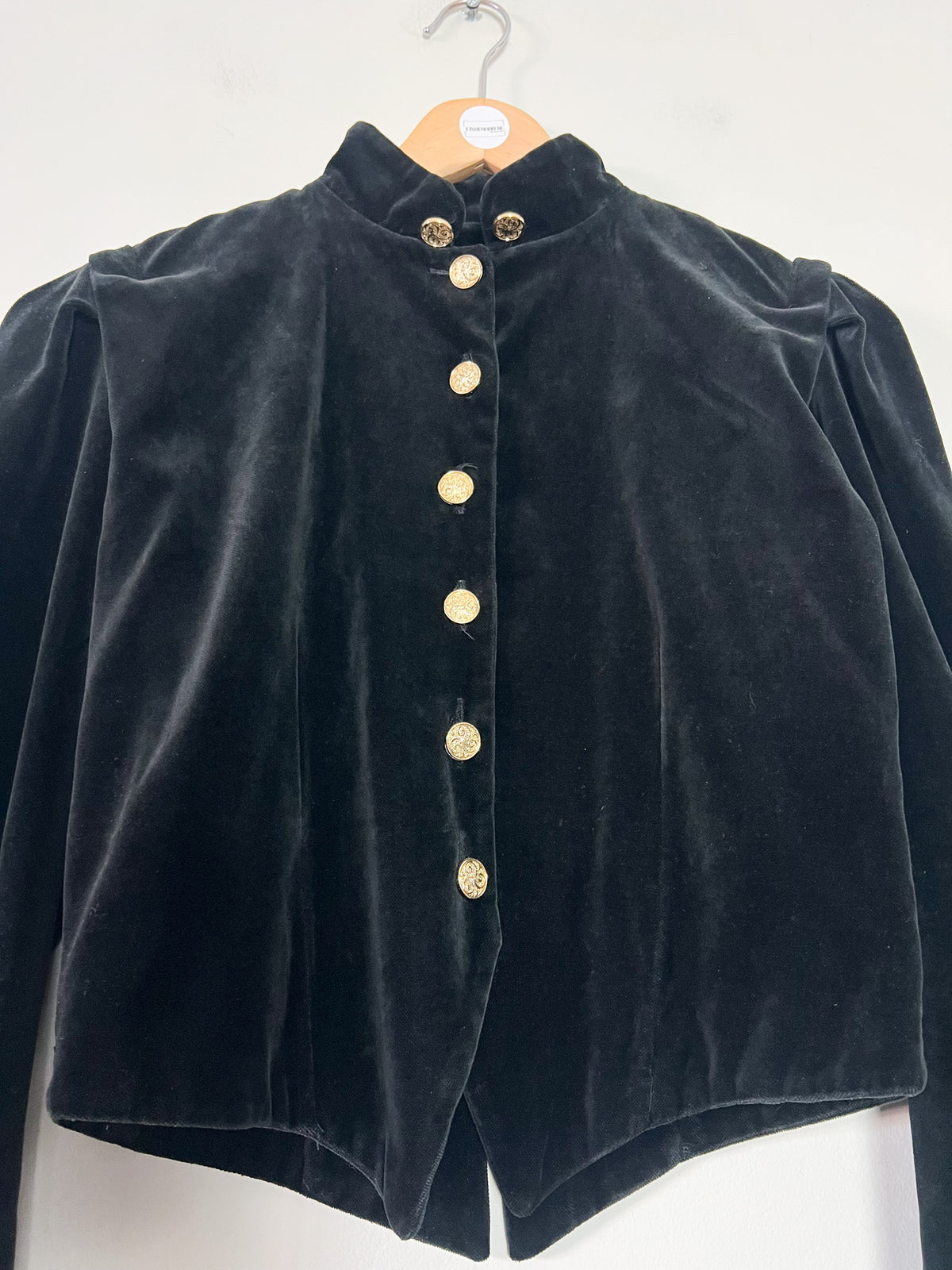 Veste courte officier vintage 80s en velours noir Made in France (T38)