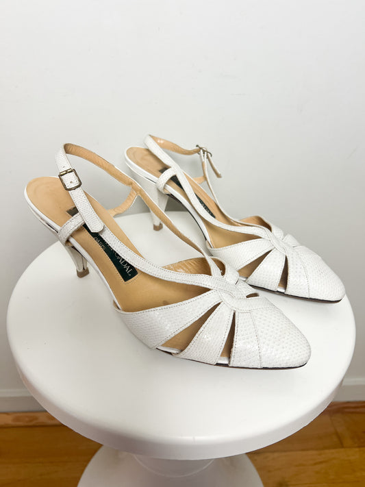 Escarpins Vintage en Cuir Blanc - Laurent Mercadal - Taille 39
