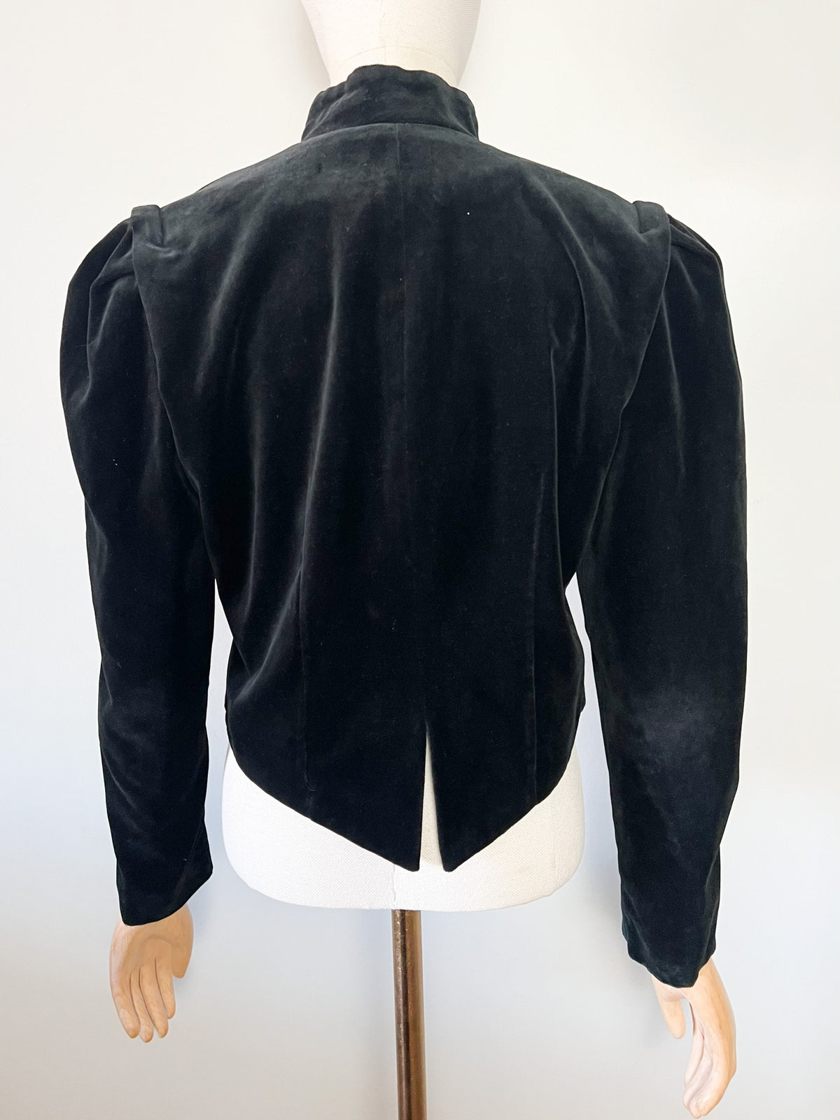 Veste courte officier vintage 80s en velours noir Made in France (T38)