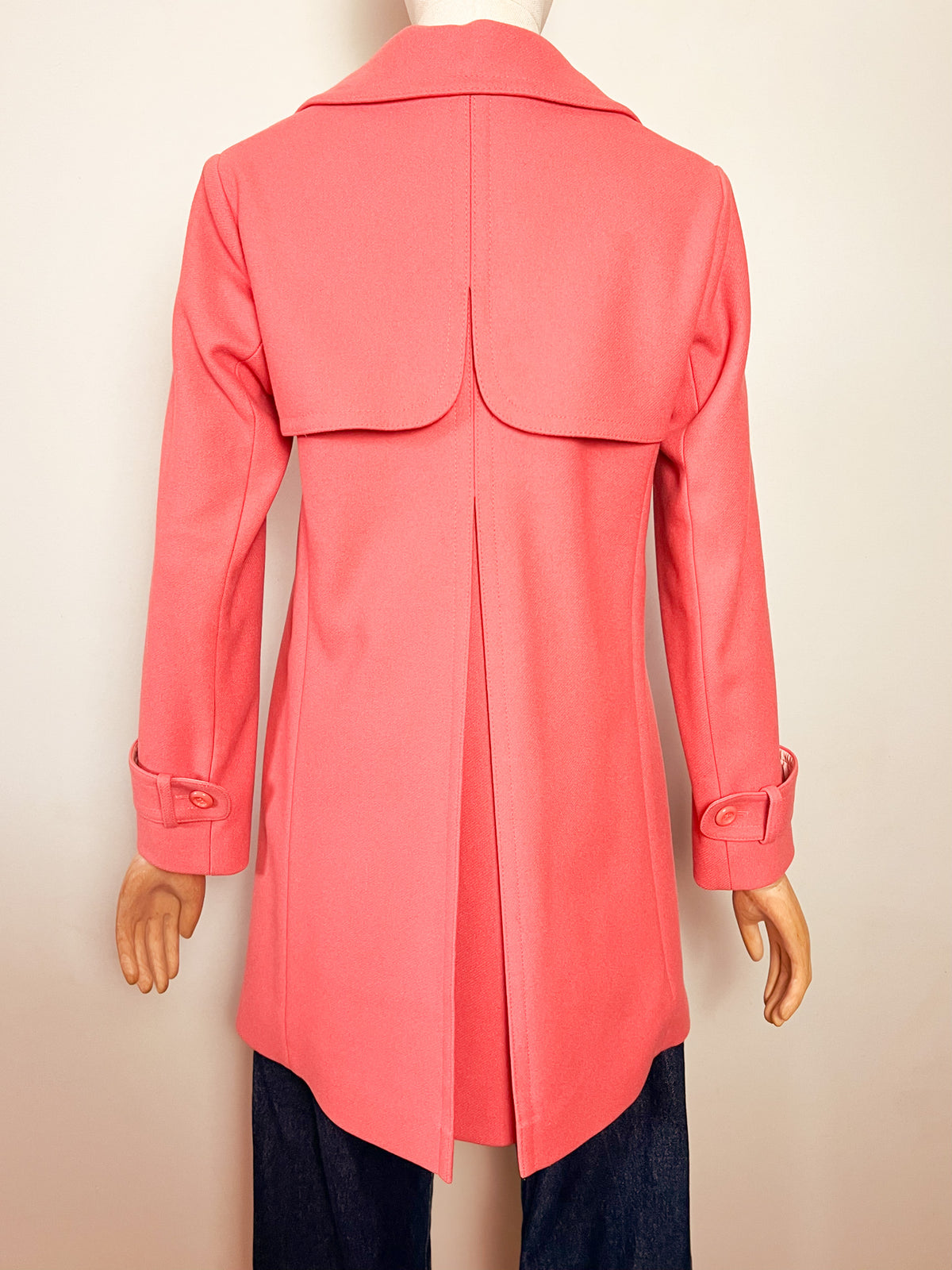 Manteau 3/4 en pure laine saumon A.P.C. — Inspiration vintage Sixties (T. S)