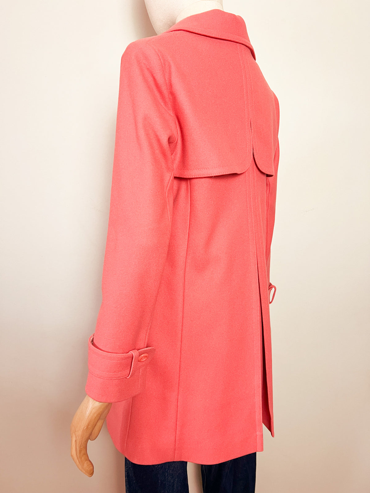 Manteau 3/4 en pure laine saumon A.P.C. — Inspiration vintage Sixties (T. S)