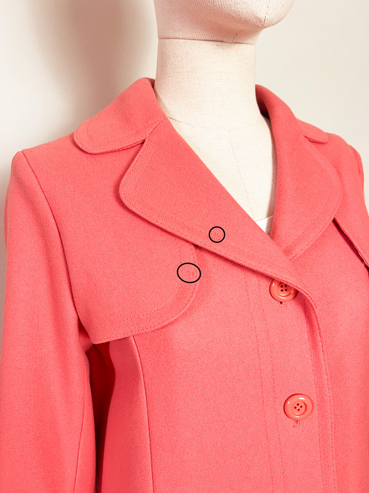 Manteau 3/4 en pure laine saumon A.P.C. — Inspiration vintage Sixties (T. S)