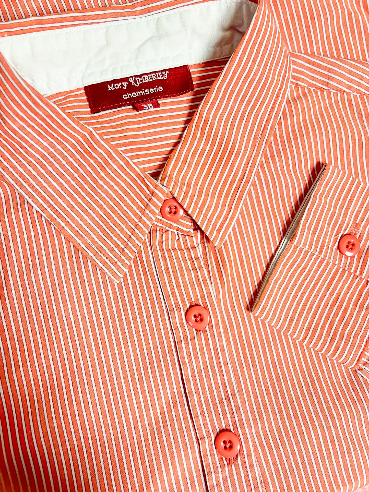 Chemise Vintage Années 80 rayée rouge & blanc– Mary Kimberley T38