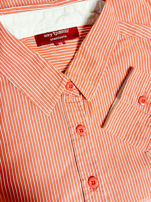 Chemise Vintage Années 80 rayée rouge & blanc– Mary Kimberley T38