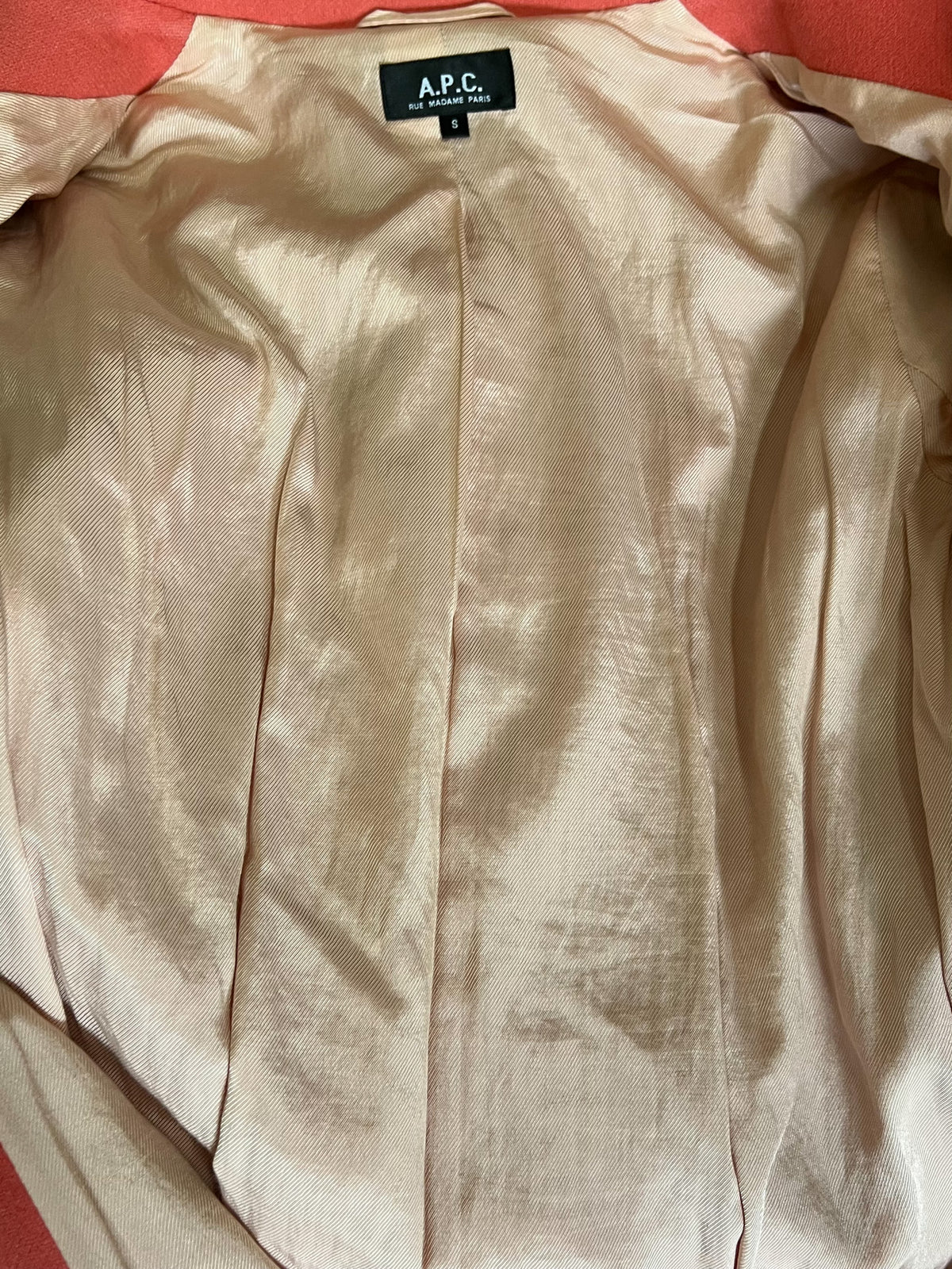 Manteau 3/4 en pure laine saumon A.P.C. — Inspiration vintage Sixties (T. S)