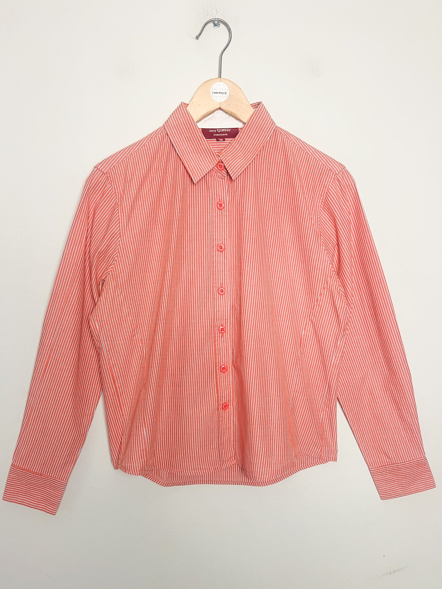 Chemise Vintage Années 80 rayée rouge & blanc– Mary Kimberley T38