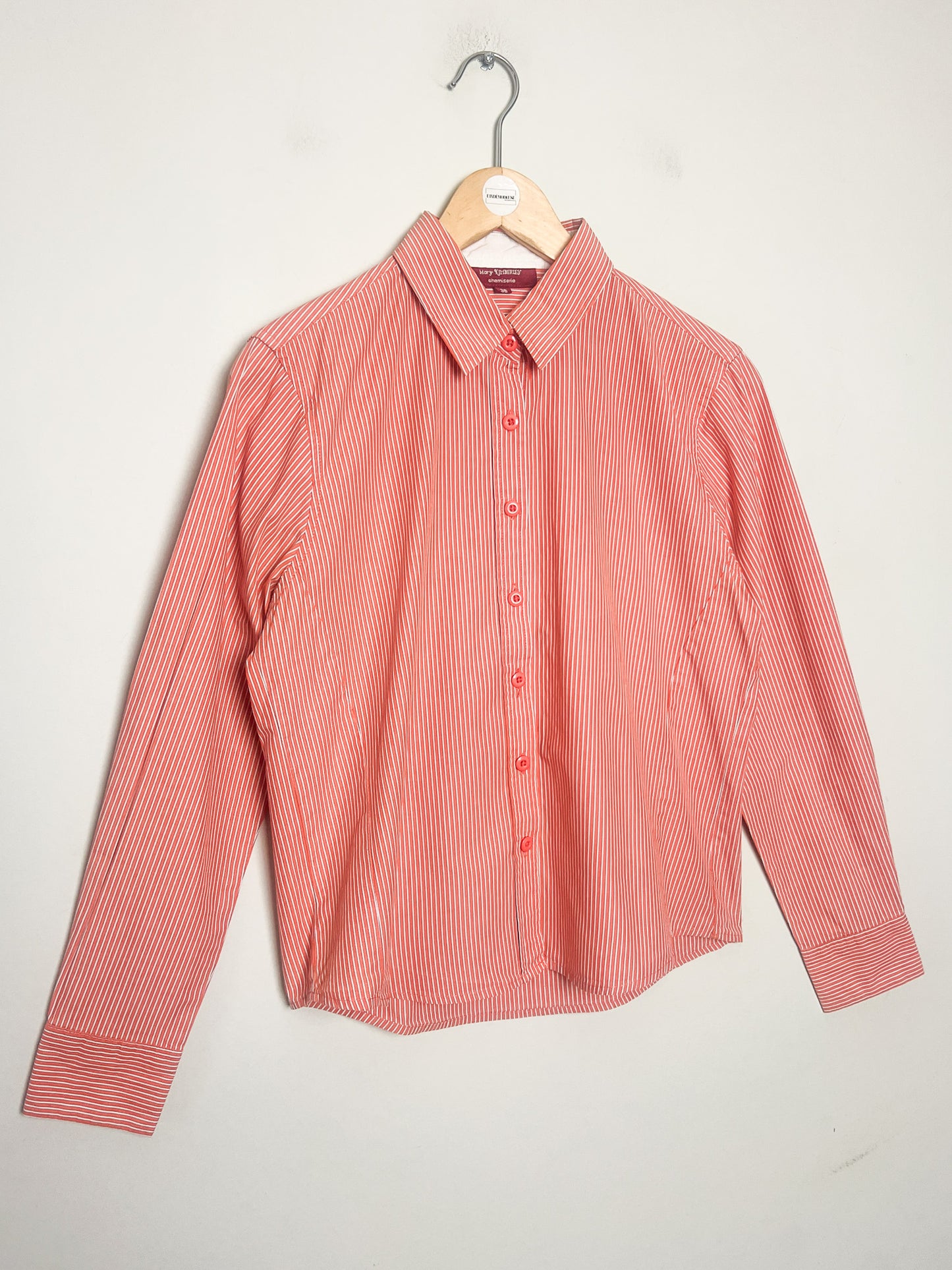 Chemise Vintage Années 80 rayée rouge & blanc– Mary Kimberley T38