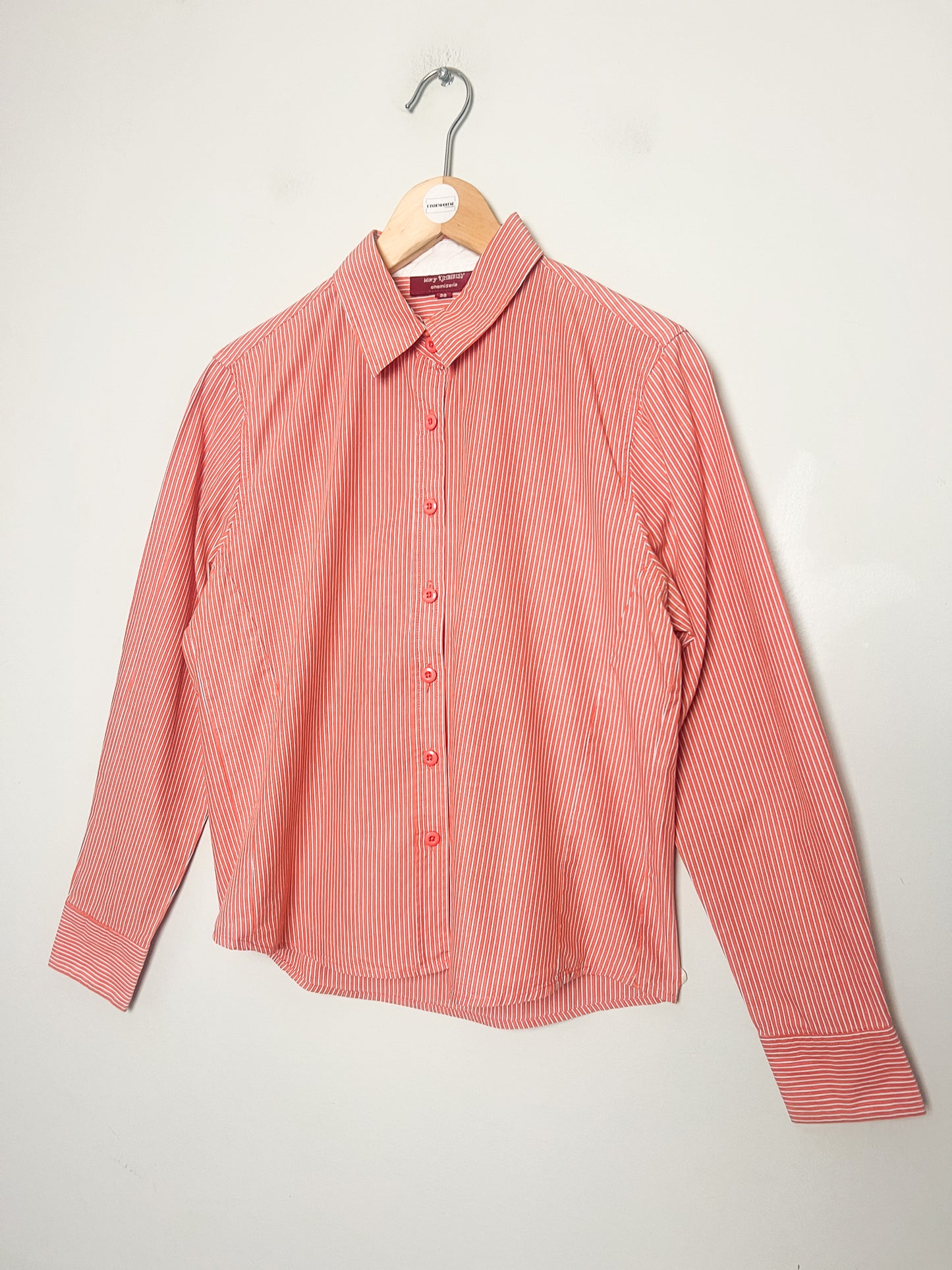Chemise Vintage Années 80 rayée rouge & blanc– Mary Kimberley T38