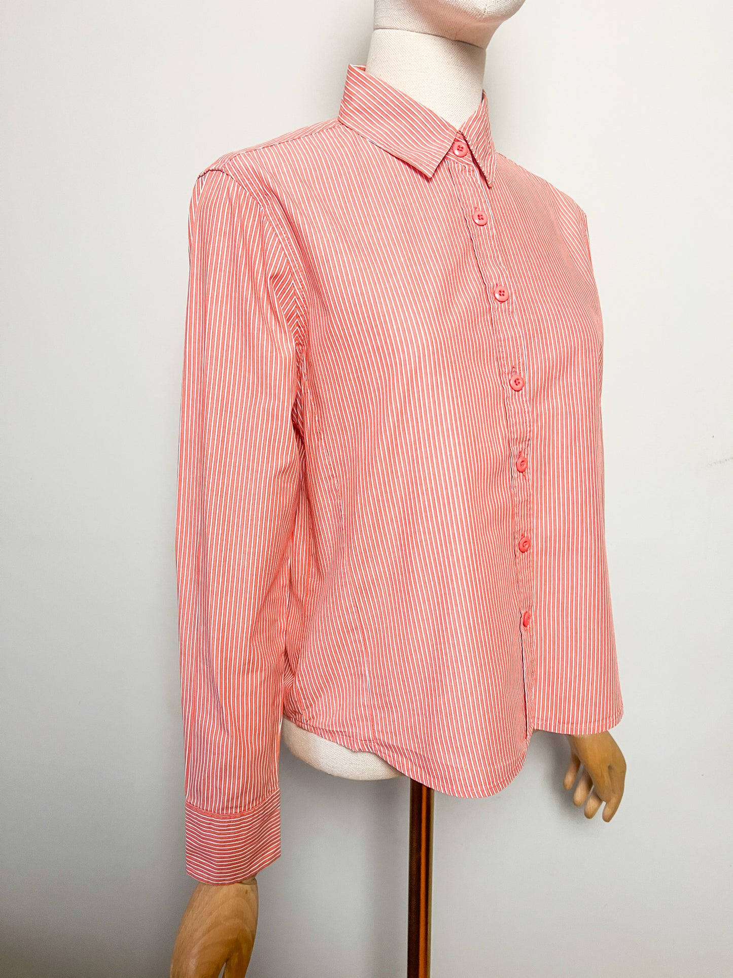 Chemise Vintage Années 80 rayée rouge & blanc– Mary Kimberley T38