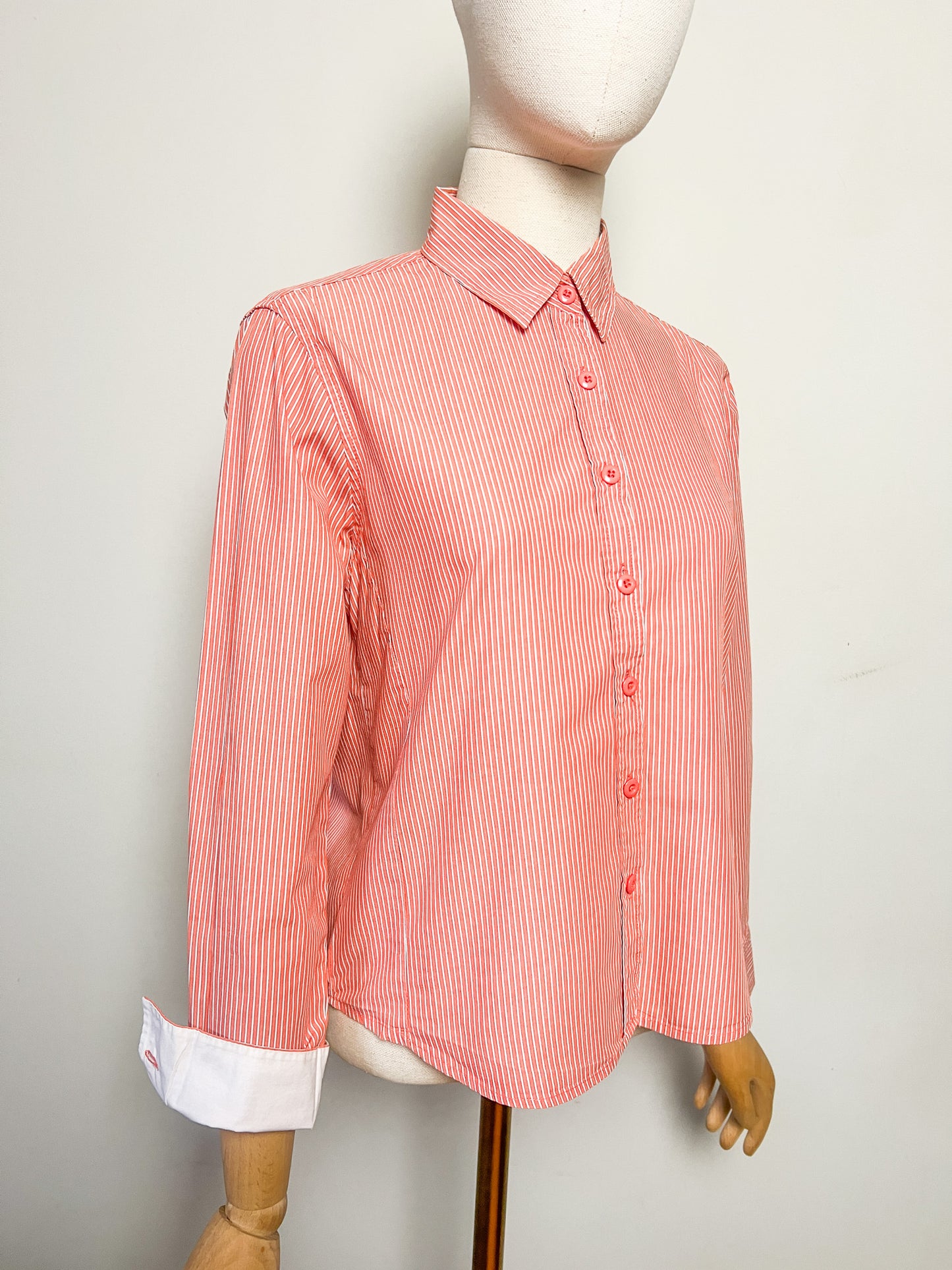 Chemise Vintage Années 80 rayée rouge & blanc– Mary Kimberley T38