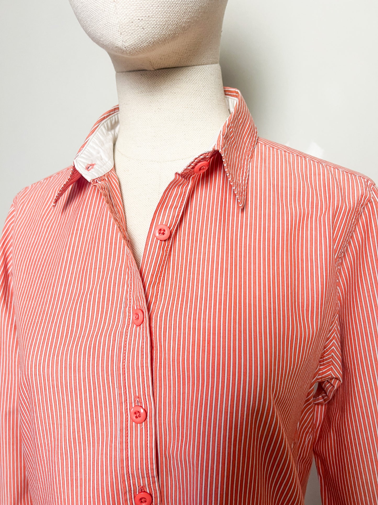 Chemise Vintage Années 80 rayée rouge & blanc– Mary Kimberley T38