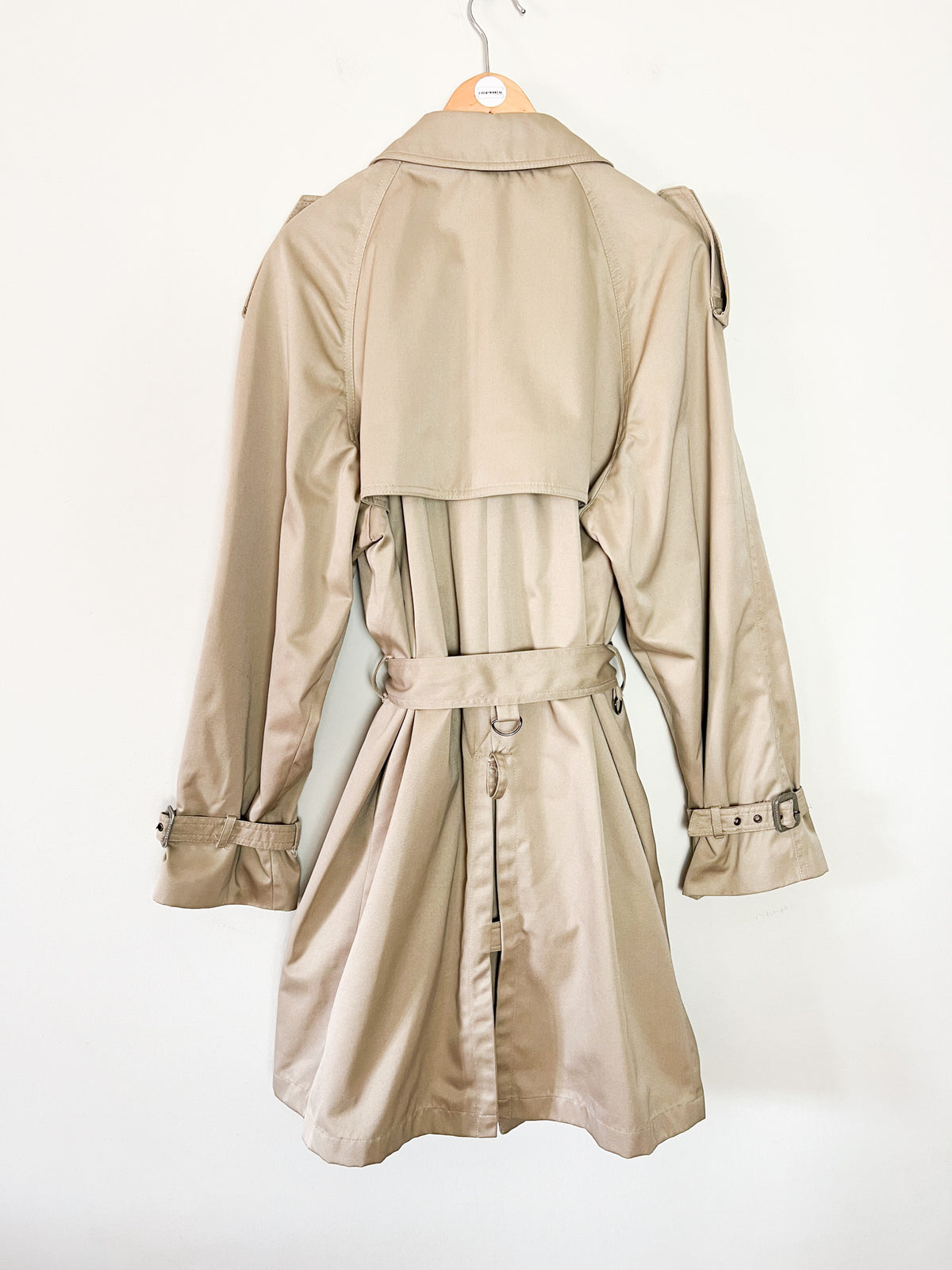 Trench 3/4 vintage beige ambré — Doublure tartan — Coupe militaire traditionnelle — L/XL (Mixte)