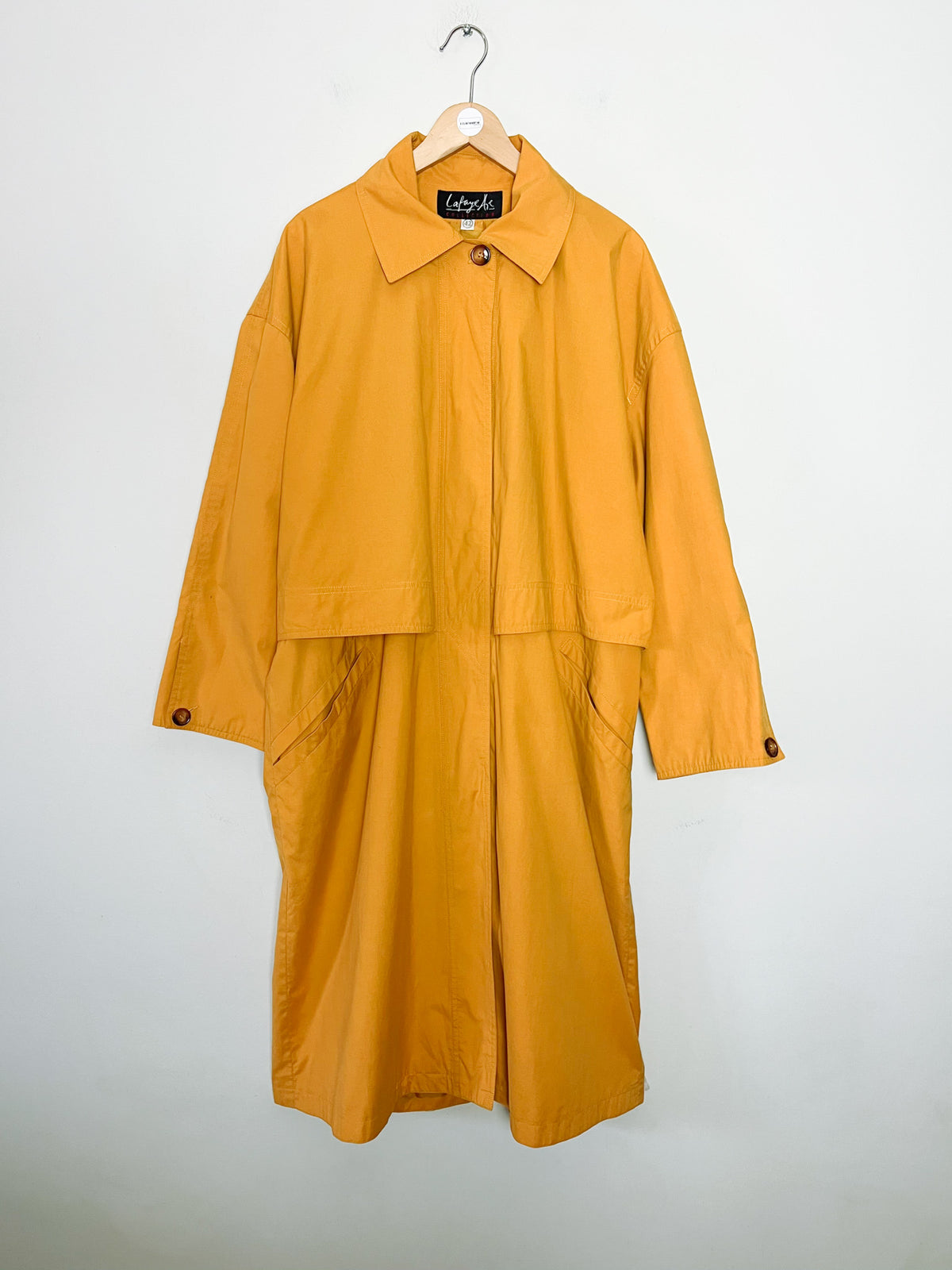 Trench long oversize vintage années 80 90 jaune safran moutarde  T42