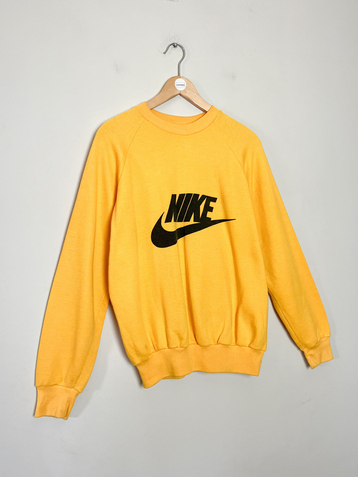 Sweatshirt Nike vintage années 70 80 jaune Made in Spain JOBE S.L. T S/M