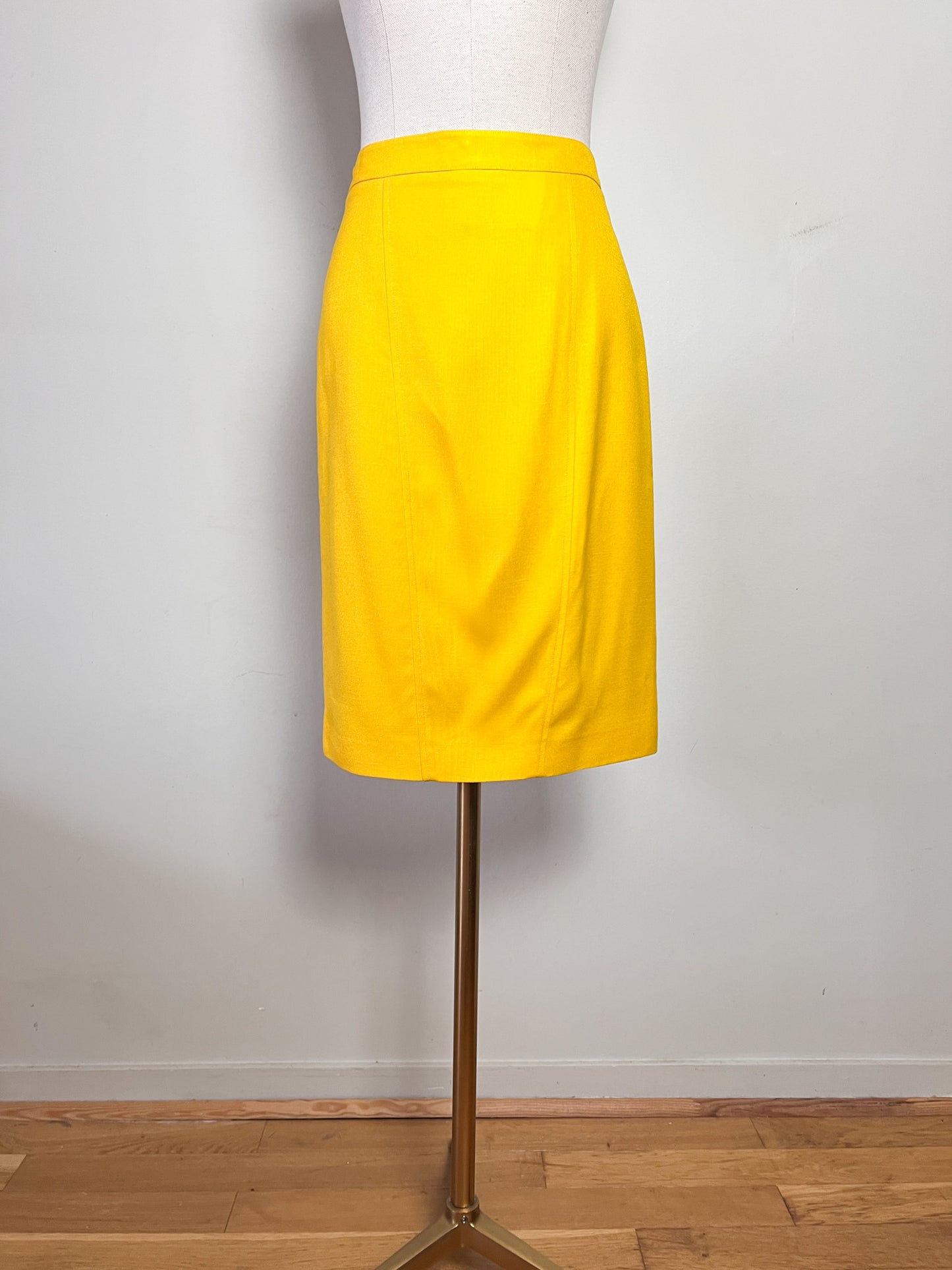 Jupe Crayon Vintage Années 80 Jaune Bouton d'Or - Made in France - Taille 34/36