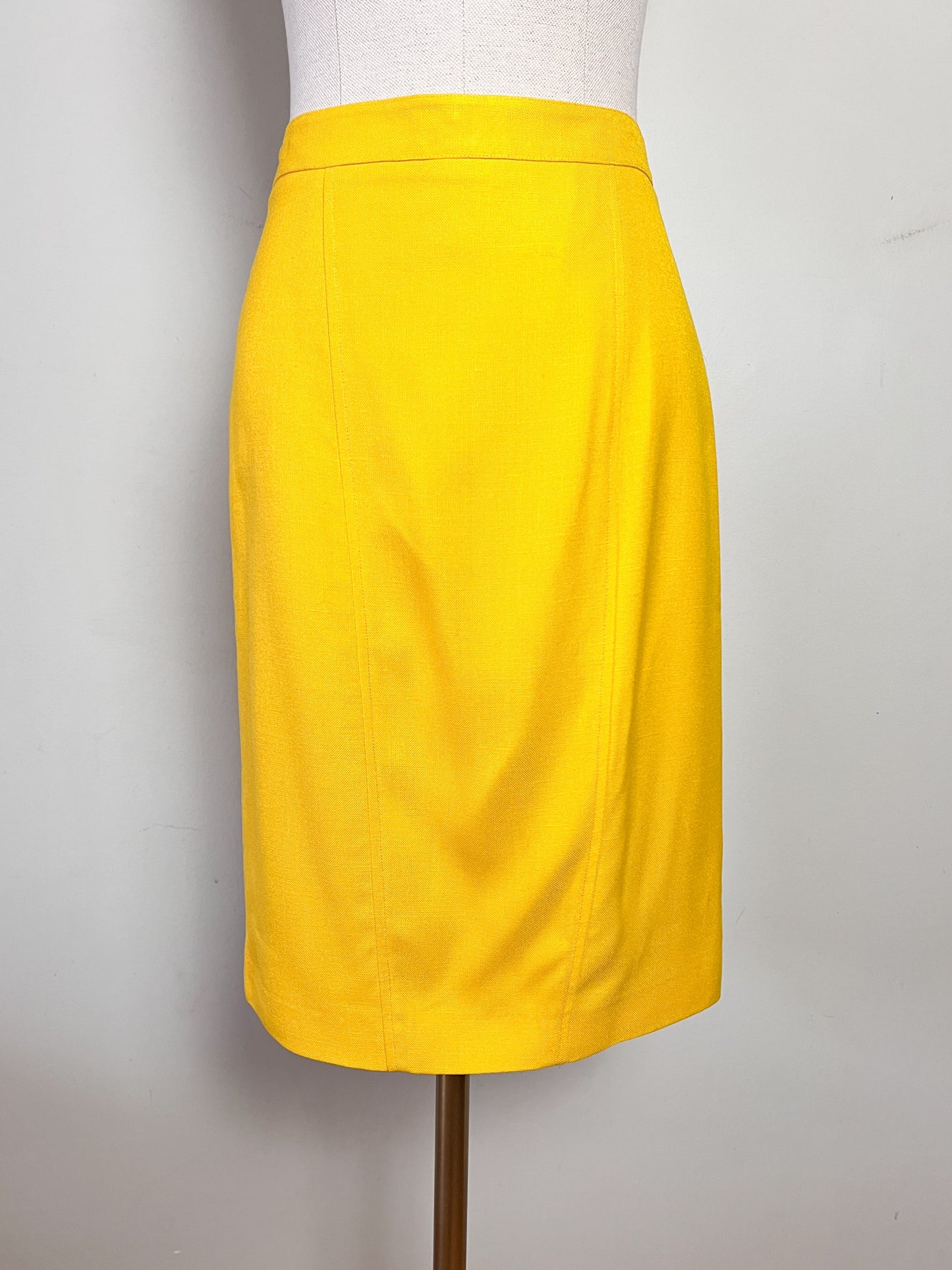 Jupe Crayon Vintage Années 80 Jaune Bouton d'Or - Made in France - Taille 34/36