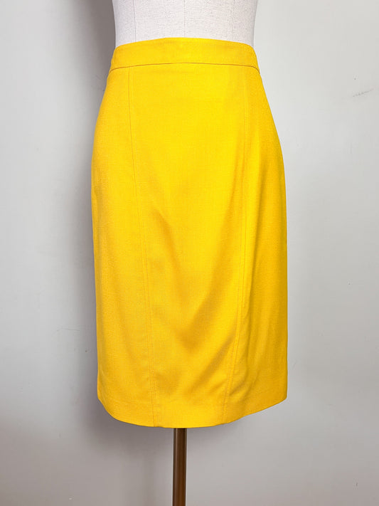 Jupe Crayon Vintage Années 80 Jaune Bouton d'Or - Made in France - Taille 34/36