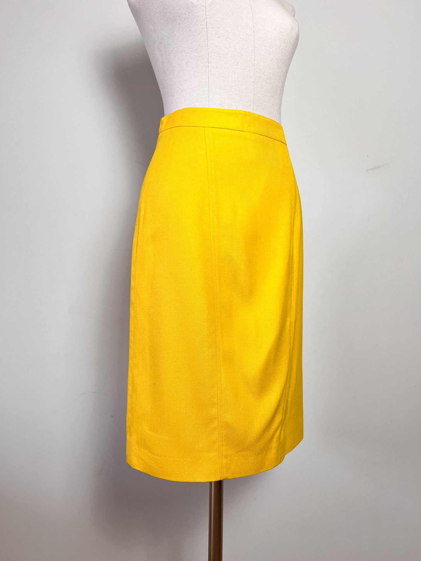Jupe Crayon Vintage Années 80 Jaune Bouton d'Or - Made in France - Taille 34/36