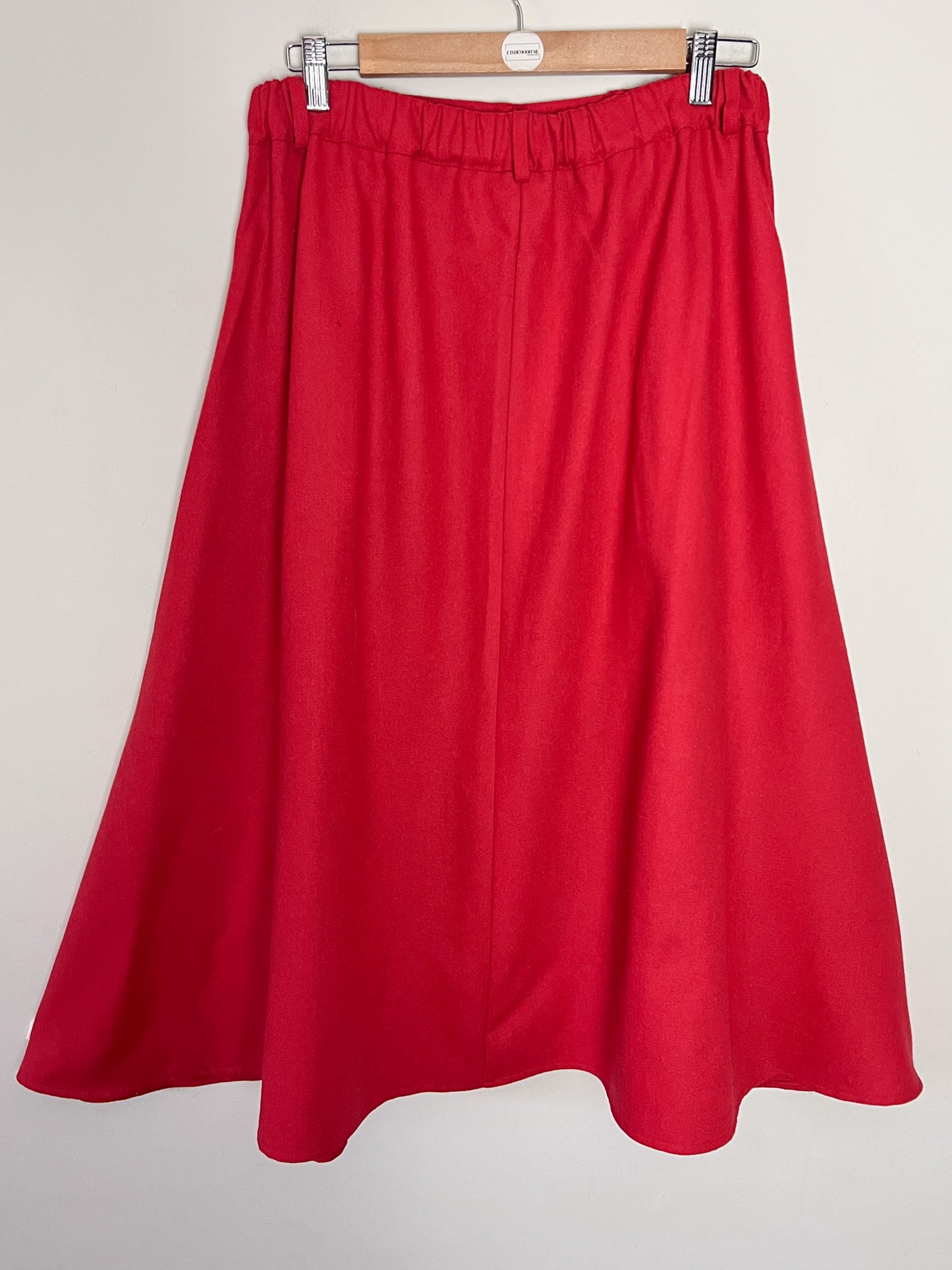 Jupe Midi Vintage Années 80 Rouge -boutonnée - Laine - Mary Kimberley- T. 38/40