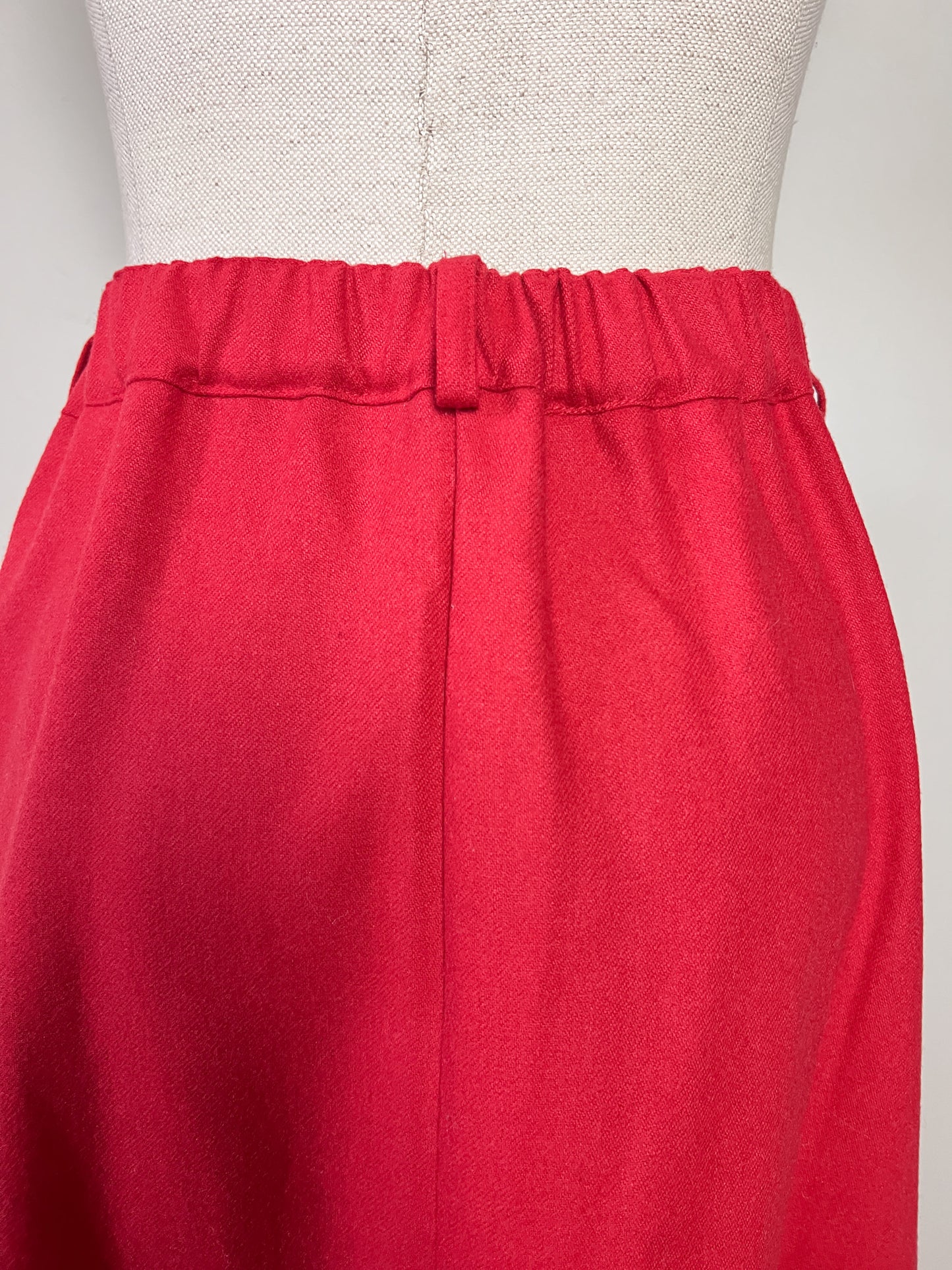 Jupe Midi Vintage Années 80 Rouge -boutonnée - Laine - Mary Kimberley- T. 38/40