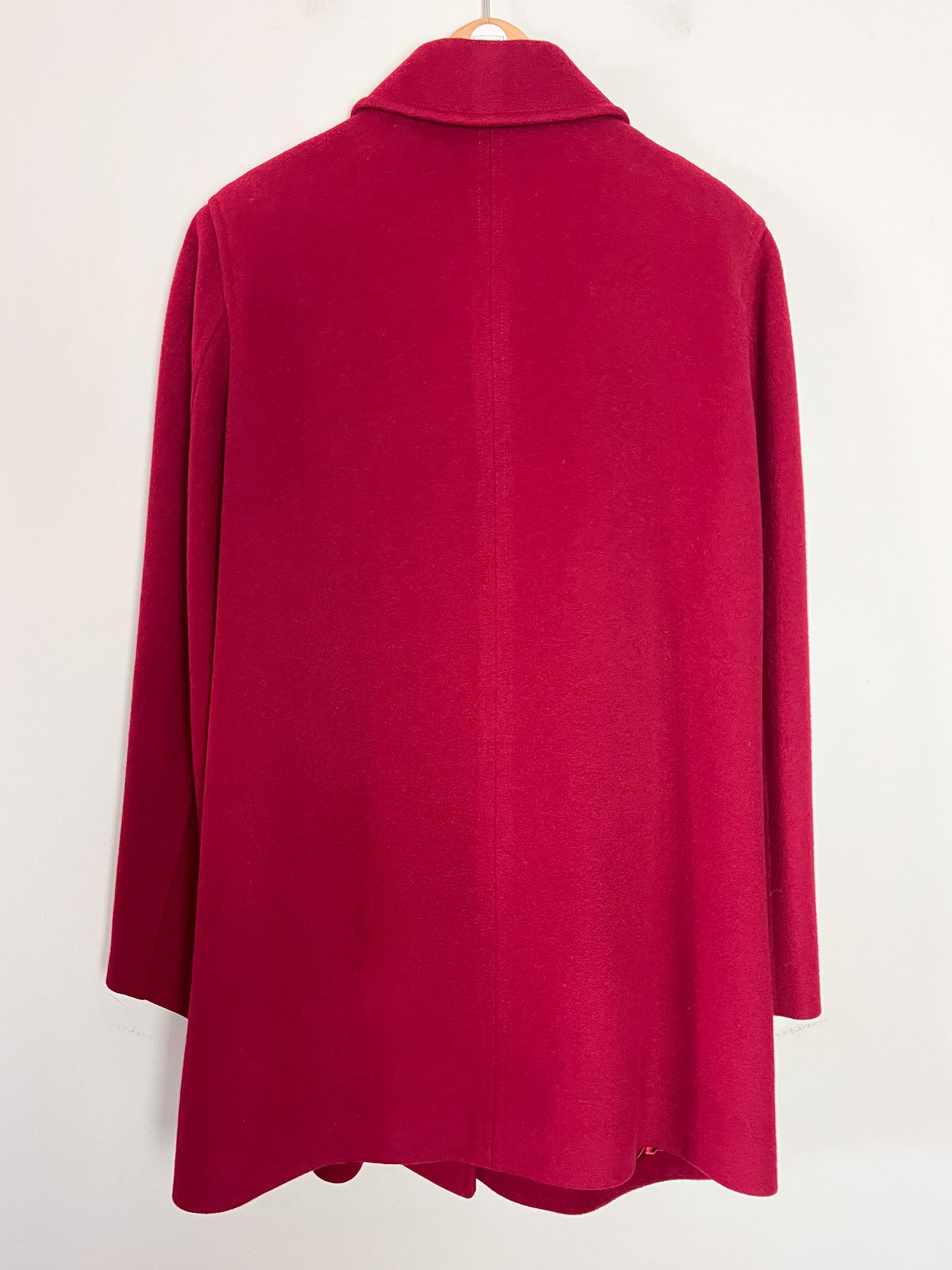 Manteau Vintage Années 80 90 Rouge Grenat - Laine & Cachemire - Fabriqué en France - T. 40/42