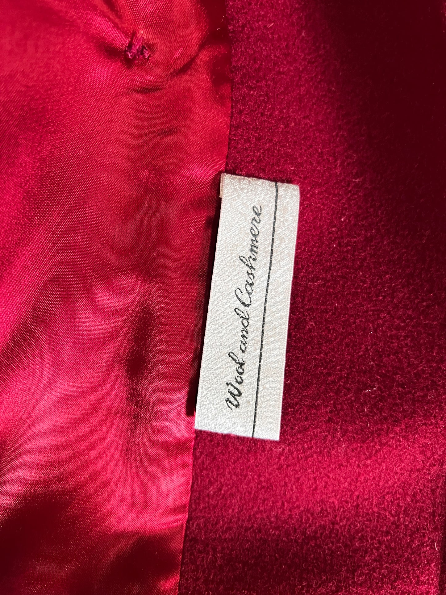 Manteau Vintage Années 80 90 Rouge Grenat - Laine & Cachemire - Fabriqué en France - T. 40/42