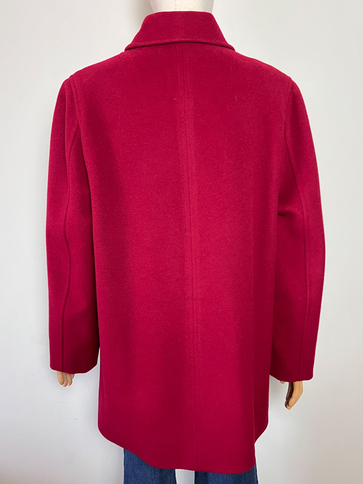 Manteau Vintage Années 80 90 Rouge Grenat - Laine & Cachemire - Fabriqué en France - T. 40/42