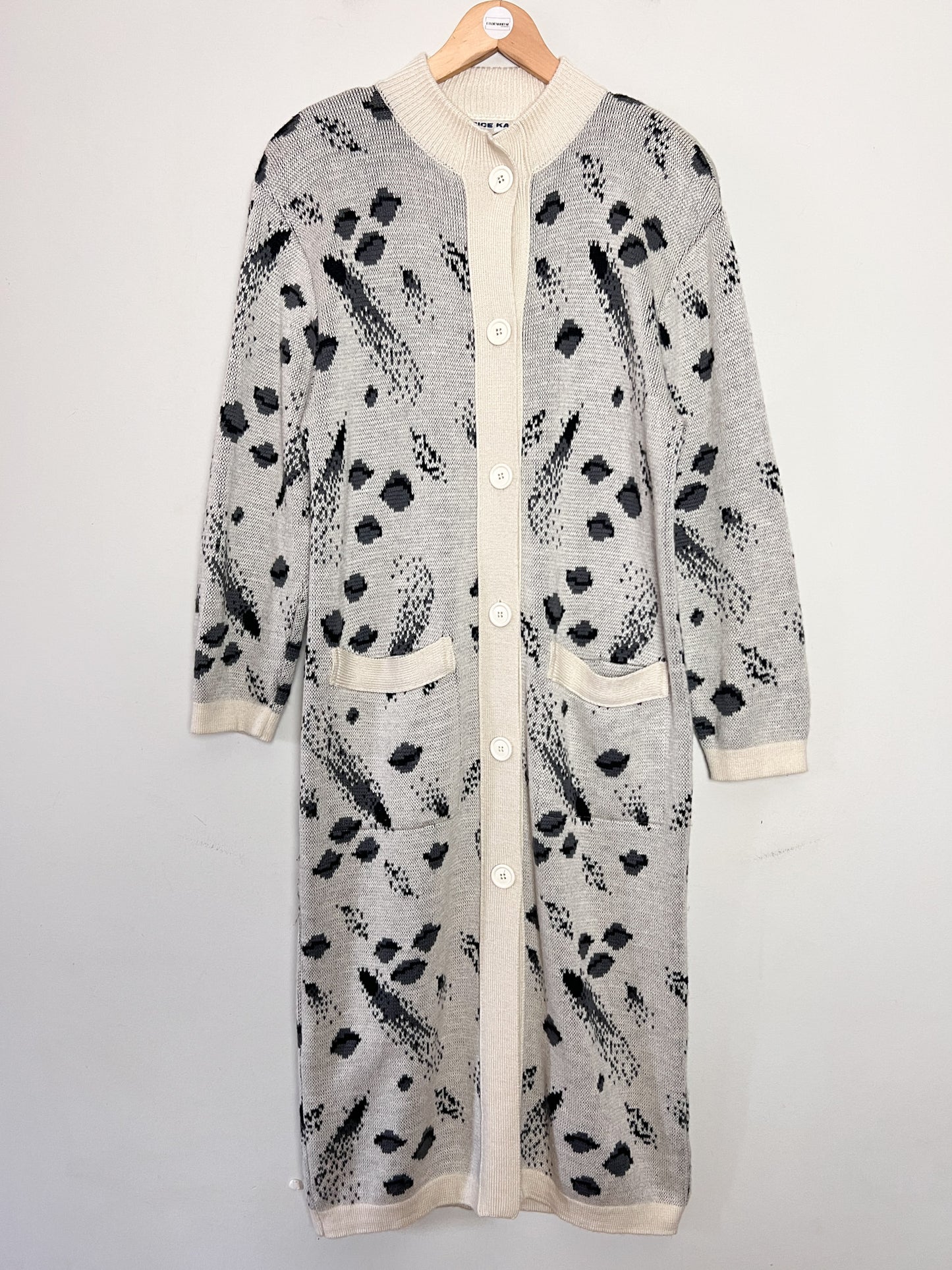 Cardigan Long Vintage années 80 "Galaxie" - Laine - Fabrice Karel - Taille 38 à 42