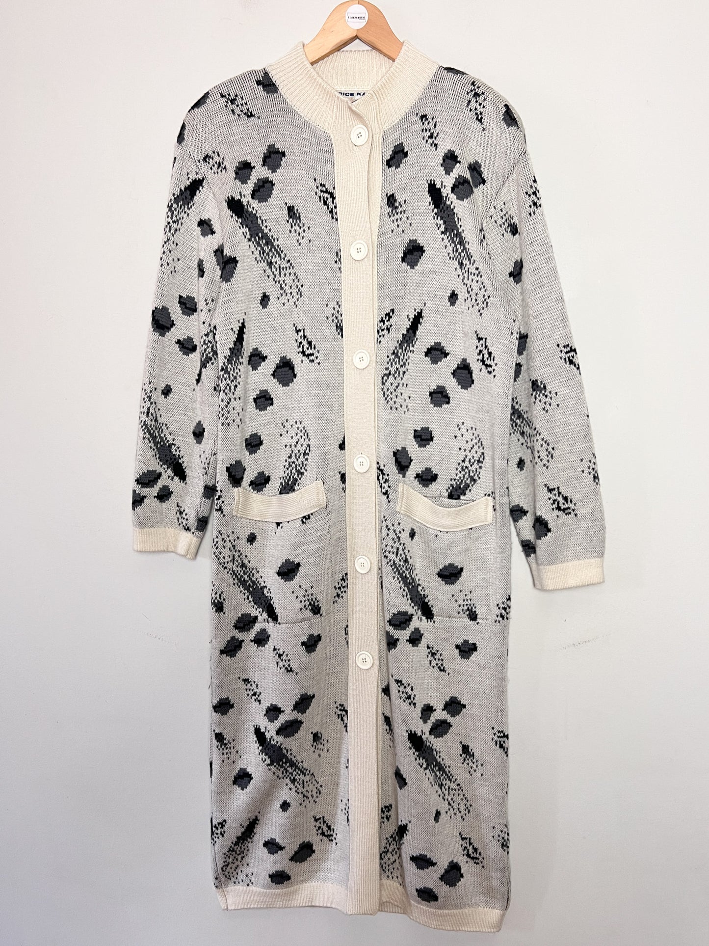 Cardigan Long Vintage années 80 "Galaxie" - Laine - Fabrice Karel - Taille 38 à 42