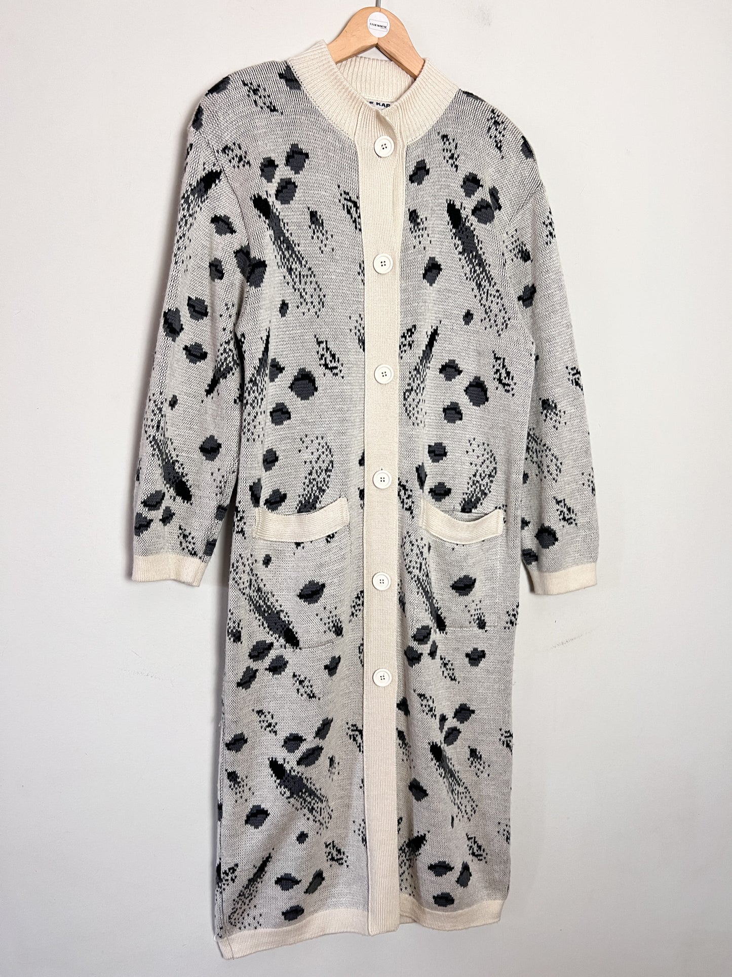 Cardigan Long Vintage années 80 "Galaxie" - Laine - Fabrice Karel - Taille 38 à 42