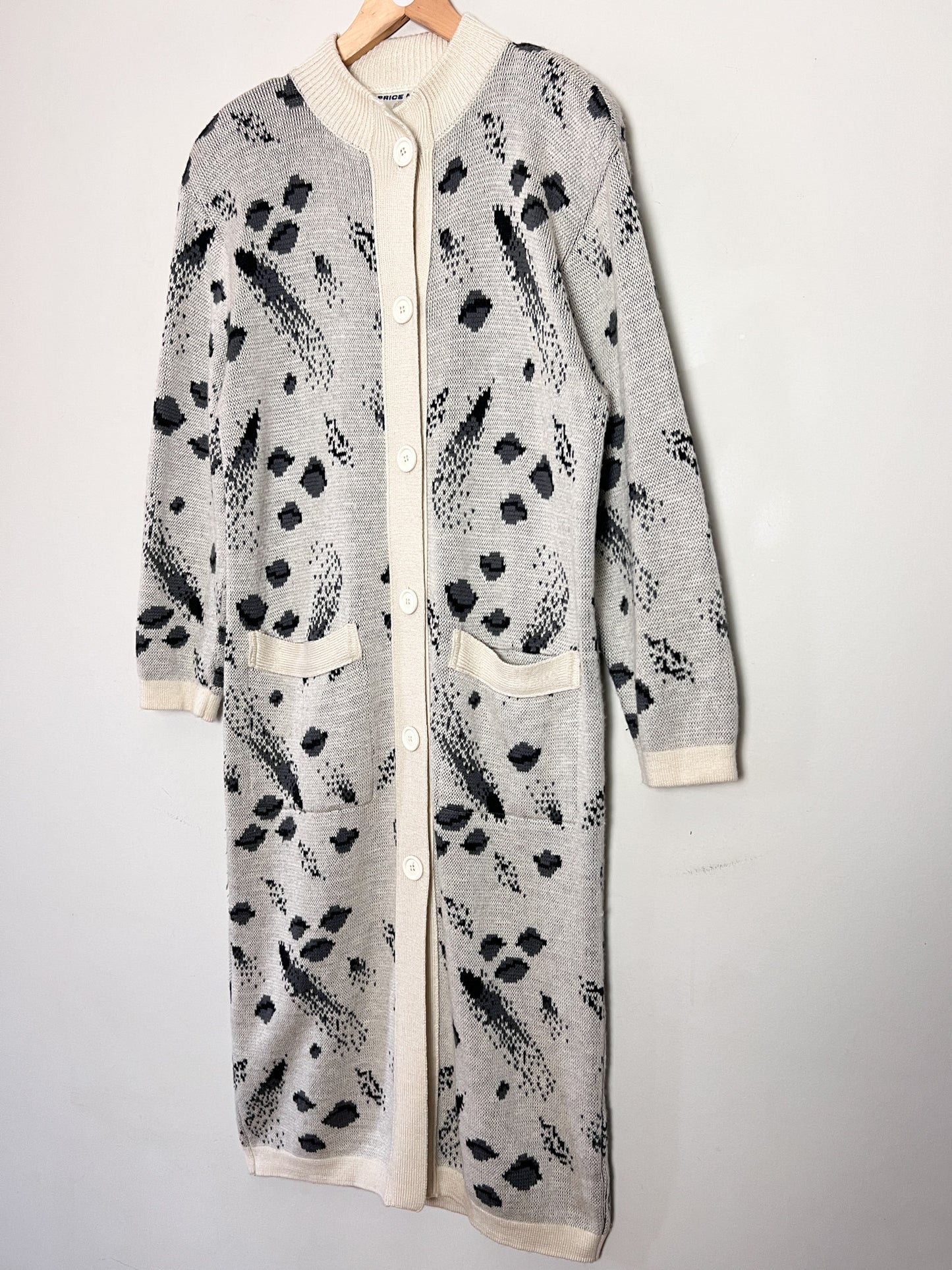 Cardigan Long Vintage années 80 "Galaxie" - Laine - Fabrice Karel - Taille 38 à 42